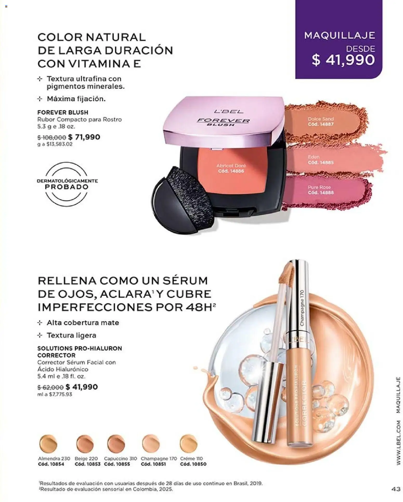 L'Bel revista - valida desde el 28/08/2026 | Página: 43 | Productos: Almendra, Rubor, Maquillaje, Corrector