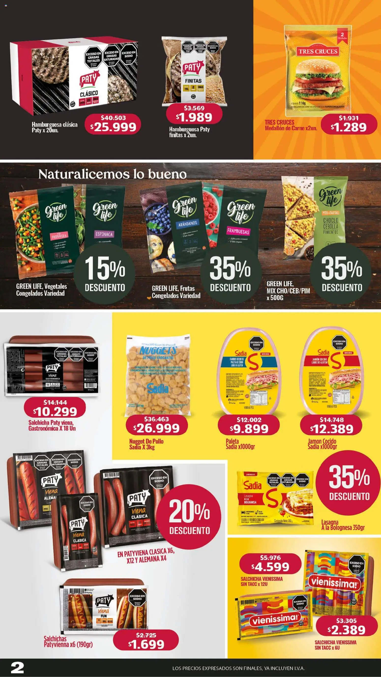 Makro ofertas │ válido desde el 03/09/2026 | Página: 2 | Productos: Salchicha, Hamburguesa, Jamón, Espinaca