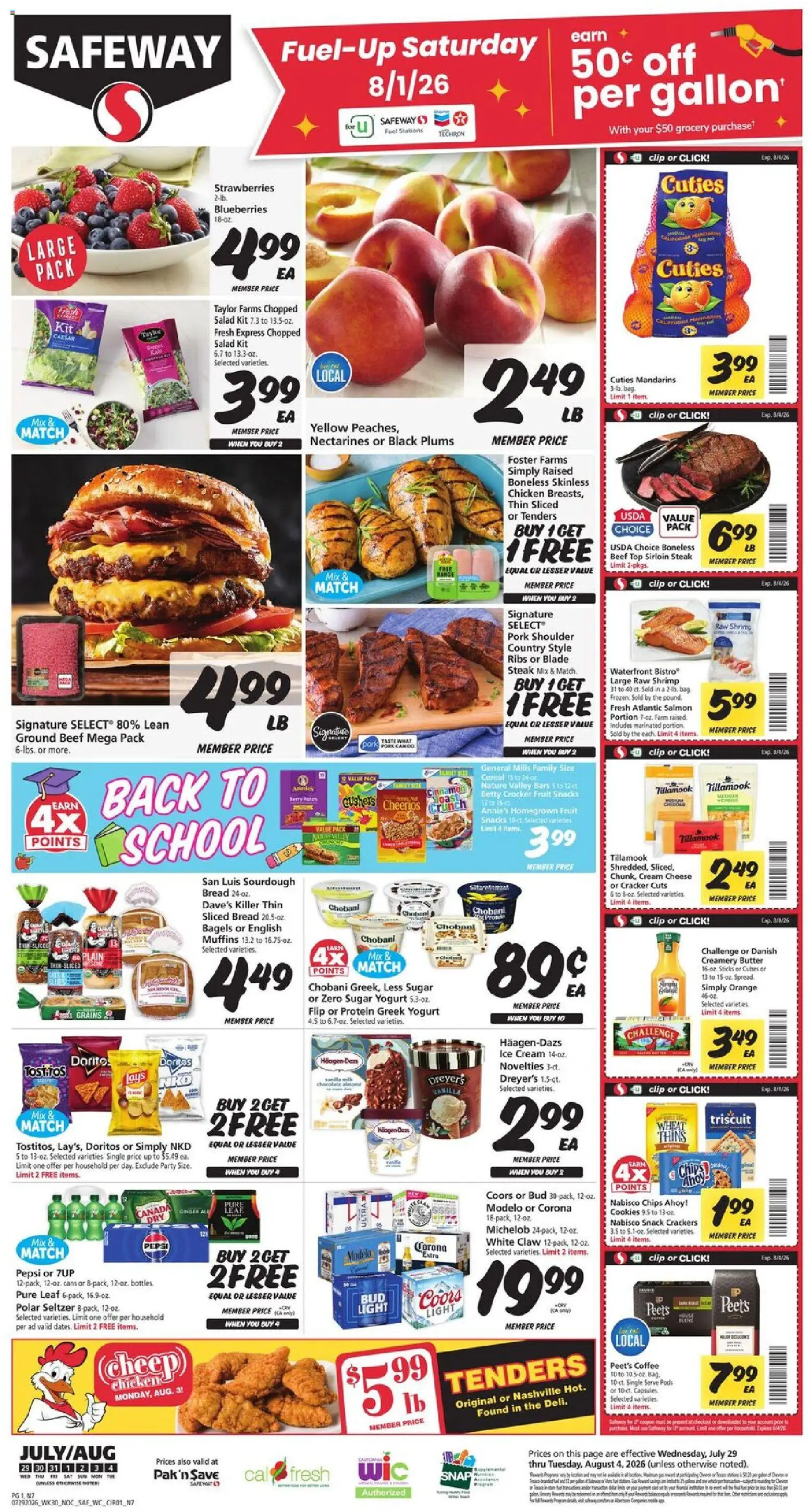 Safeway Weekly Ad - valid from 07/29/2026 | Page: 1 | Products: Mandarins, Butter, Cheese, Coffee