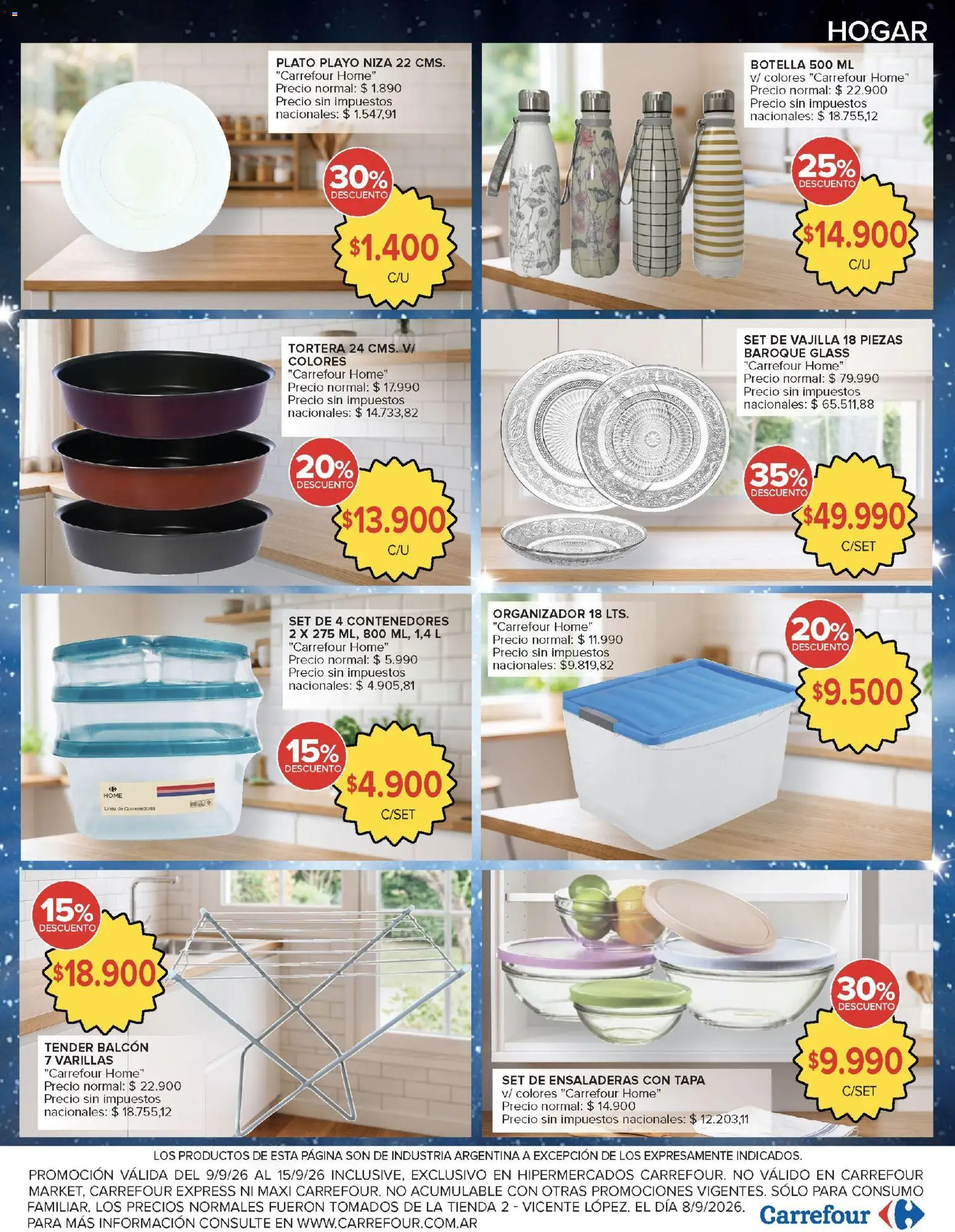 Carrefour - Ofertas │ válido desde el 09/09/2026 | Página: 26 | Productos: Organizador, Botella, Tender, Vajilla