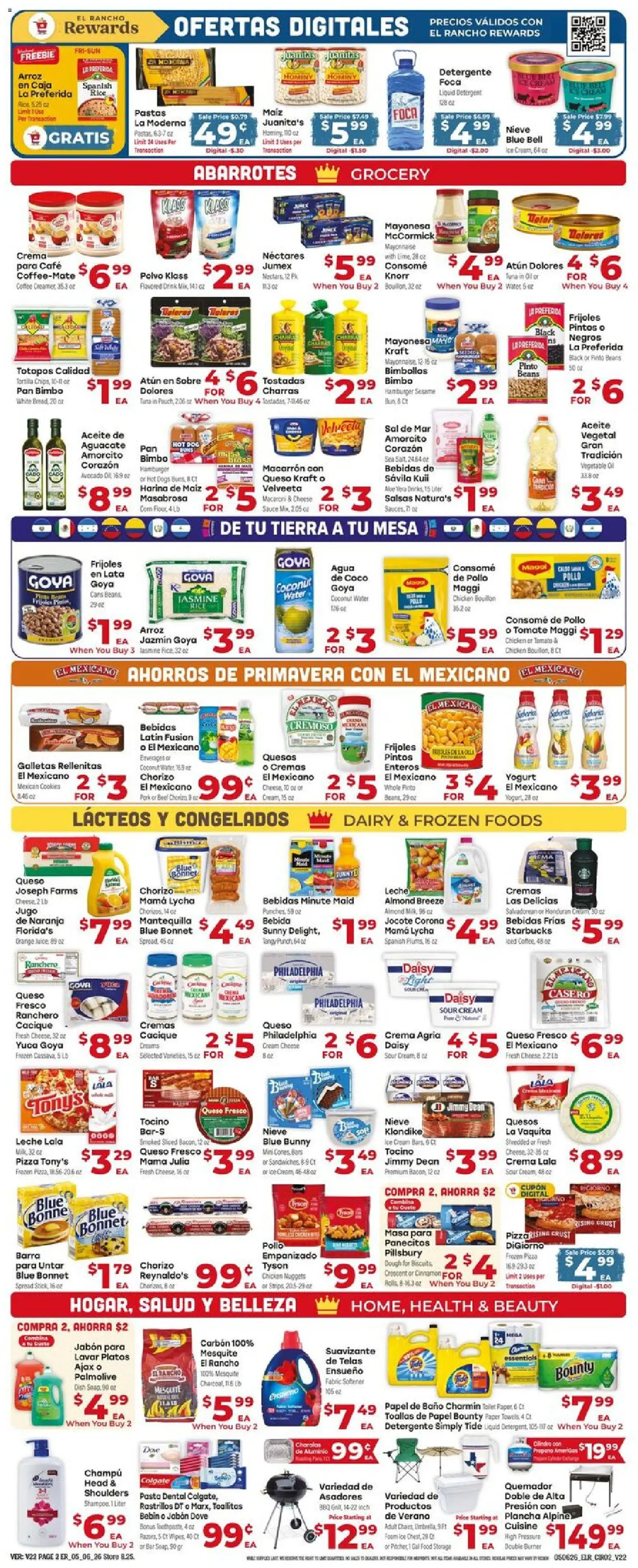 El Rancho Weekly Ad - valid from 06.05.2026 | Page: 2 | Products: Yogurt, Water, Mayonnaise, Hot Dogs