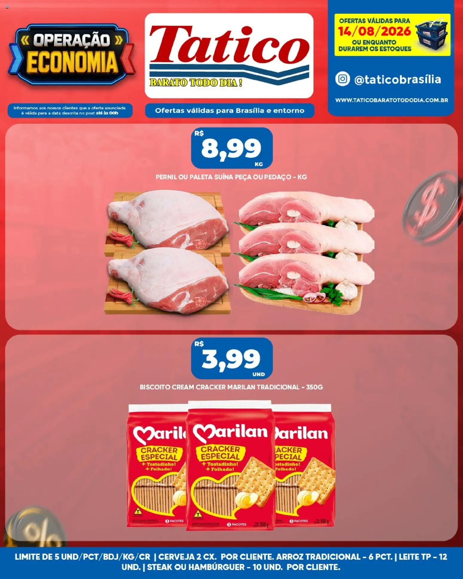 Tatico Folheto - válido de 14/08/2026 | Página: 5 | Produtos: Steak, Leite, Cerveja, Arroz