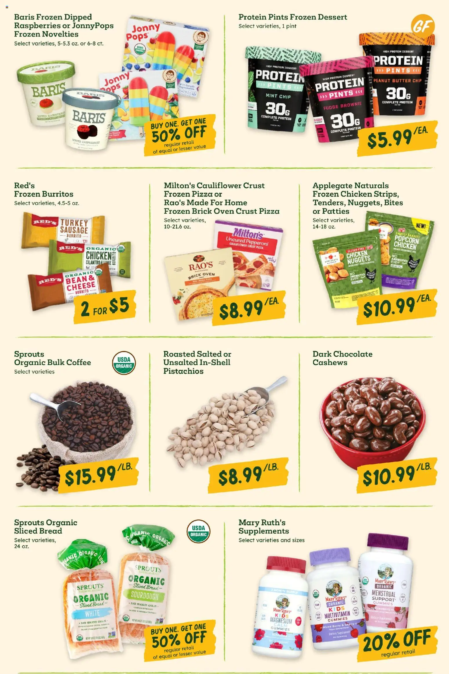 Sprouts Weekly Ad - valid from 08/12/2026 | Page: 4 | Products: Raspberries, Turkey, Bread, Protein