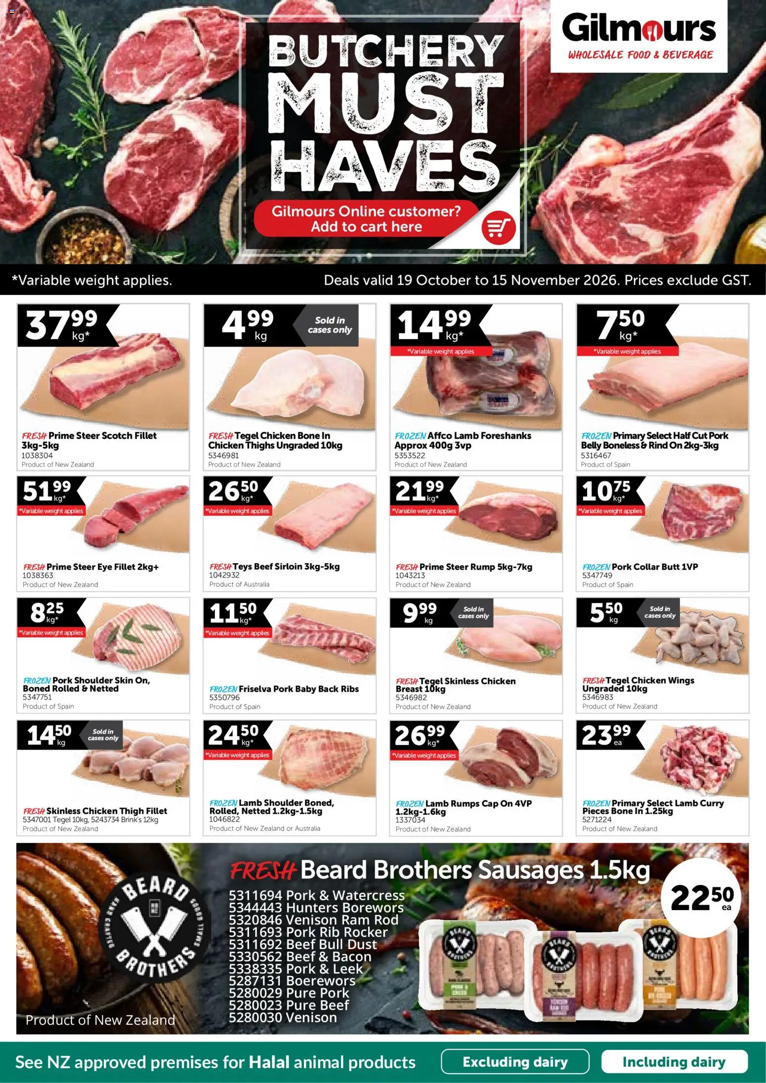 Gilmours new specials valid 19 Oct 2026 - 15 Nov 2026
