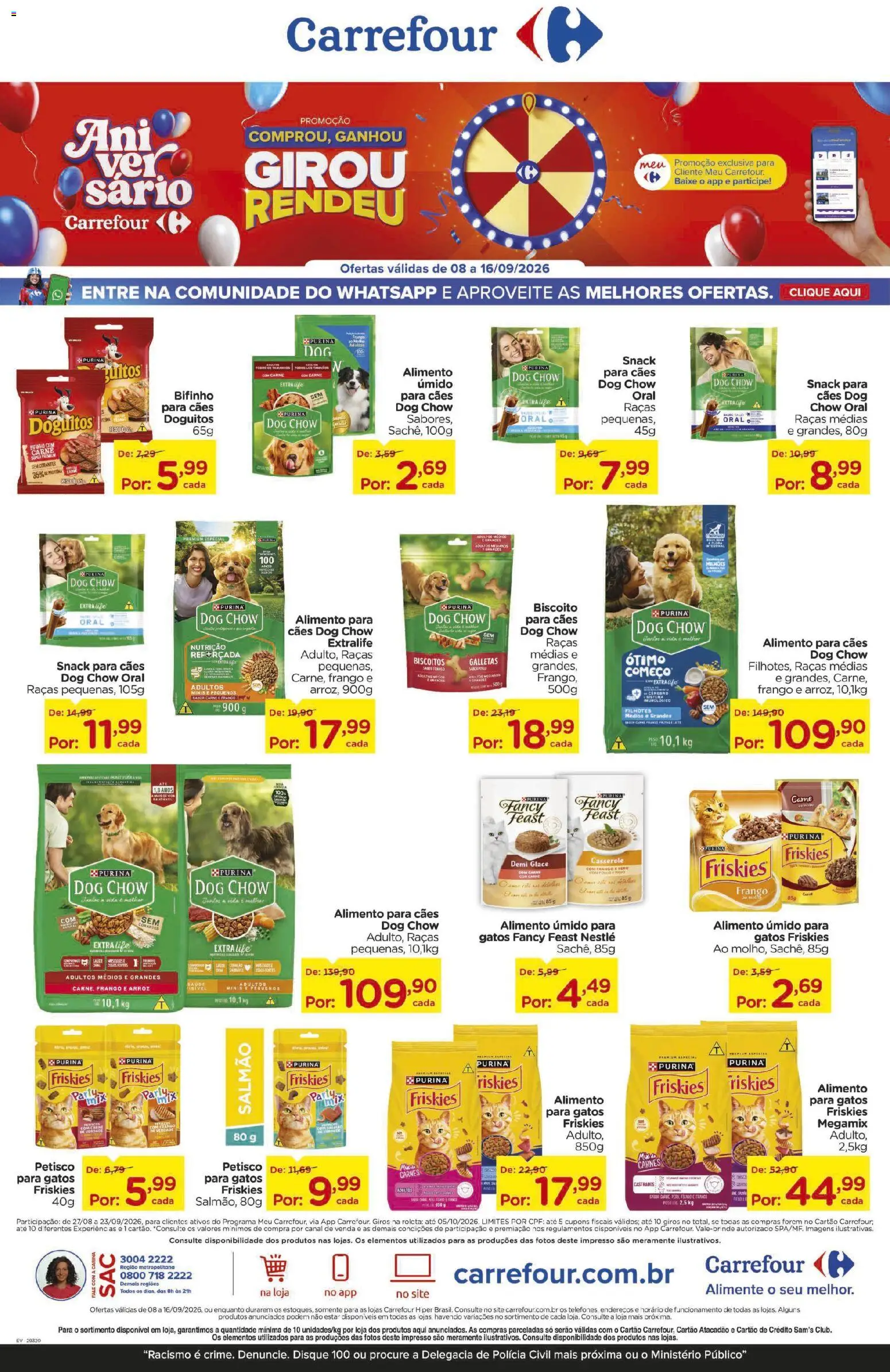 Carrefour Folheto - válido de 08/09/2026 | Página: 1 | Produtos: Salmão, Biscoito, Alimento úmido, Biscoitos