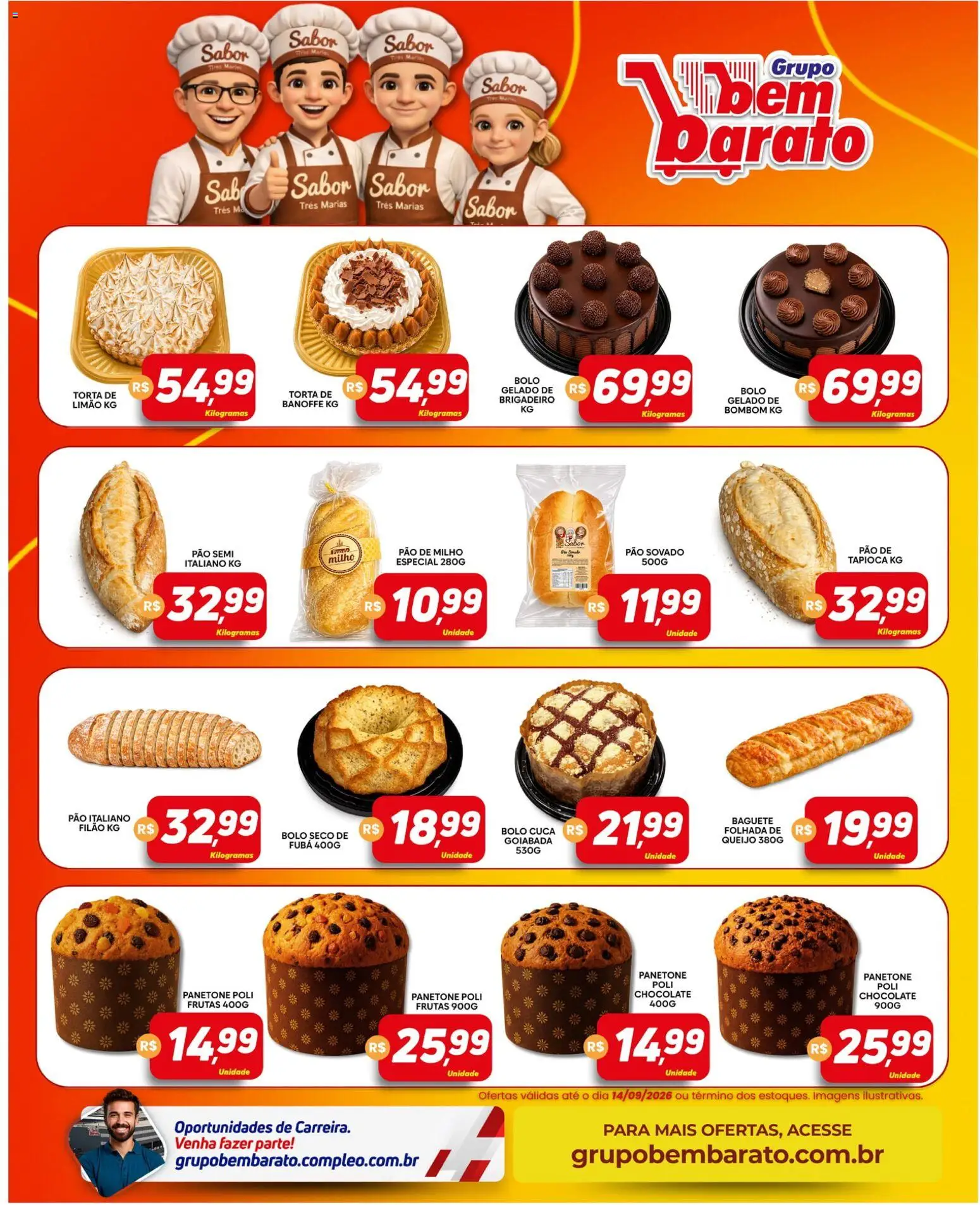 Supermercado Bem Barato Folheto - válido de 08/09/2026 | Página: 4 | Produtos: Tapioca, Milho, Goiabada, Panetone