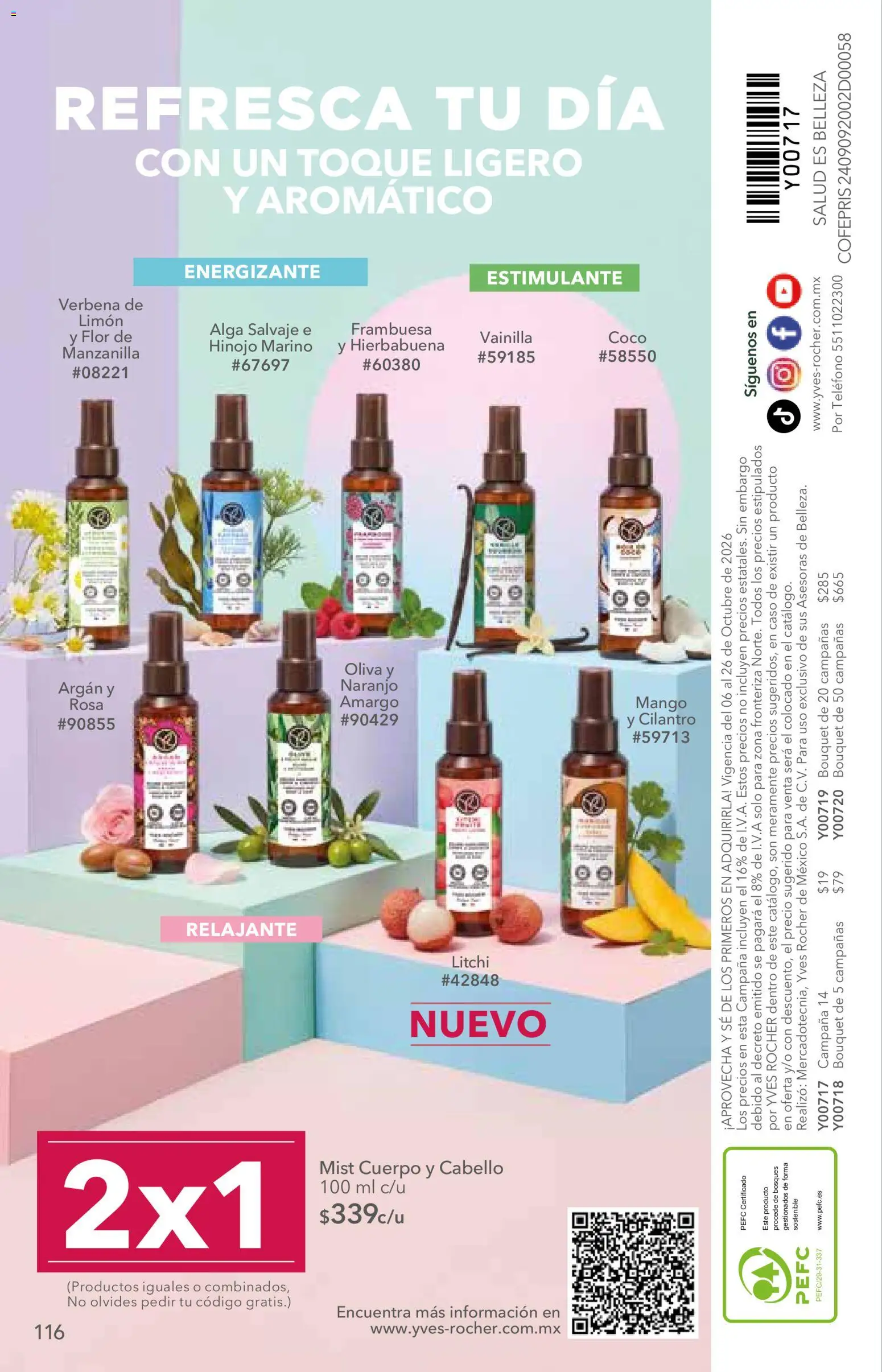 Nuevas ofertas de Yves Rocher válidas en toda la República Mexicana desde el 06/10/2026. ¡Encuentra las mejores ofertas en Yves Rocher campaña 14 2026! | Página: 118 | Productos: Coco, Hinojo, Limón, Mango