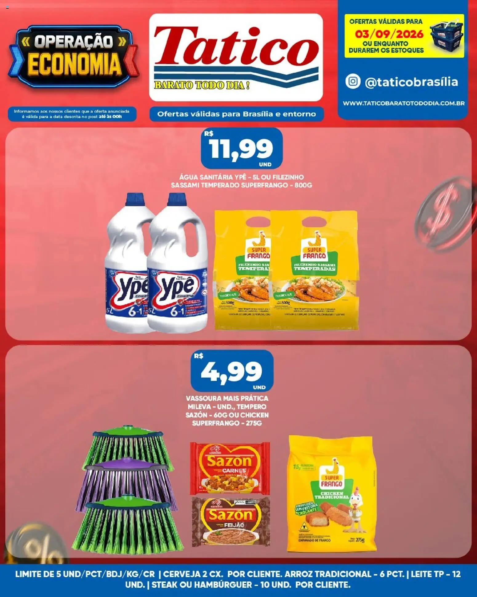 Tatico Folheto - válido de 03/09/2026 | Página: 6 | Produtos: Arroz, Água, Hambúrguer, Frango