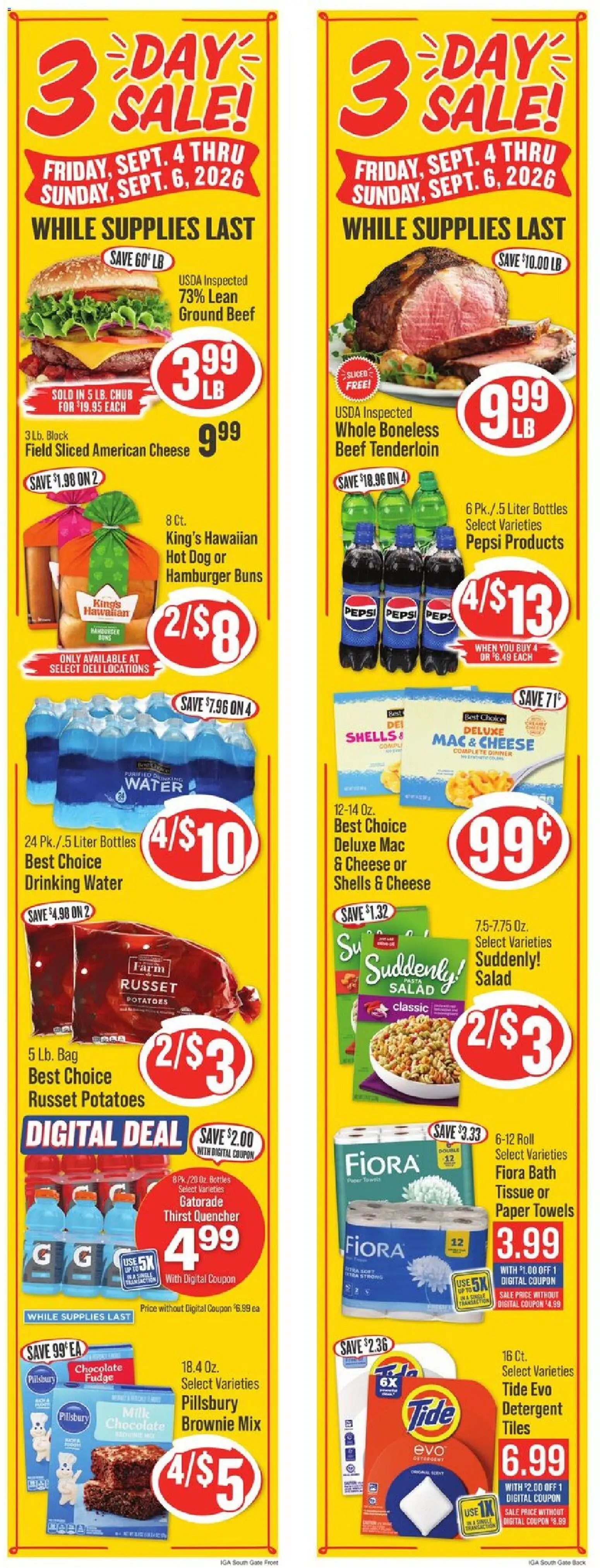 IGA Weekly Ad - valid from 09/02/2026 | Page: 2 | Products: Cheese, Salad, Chocolate Brownie, Tools