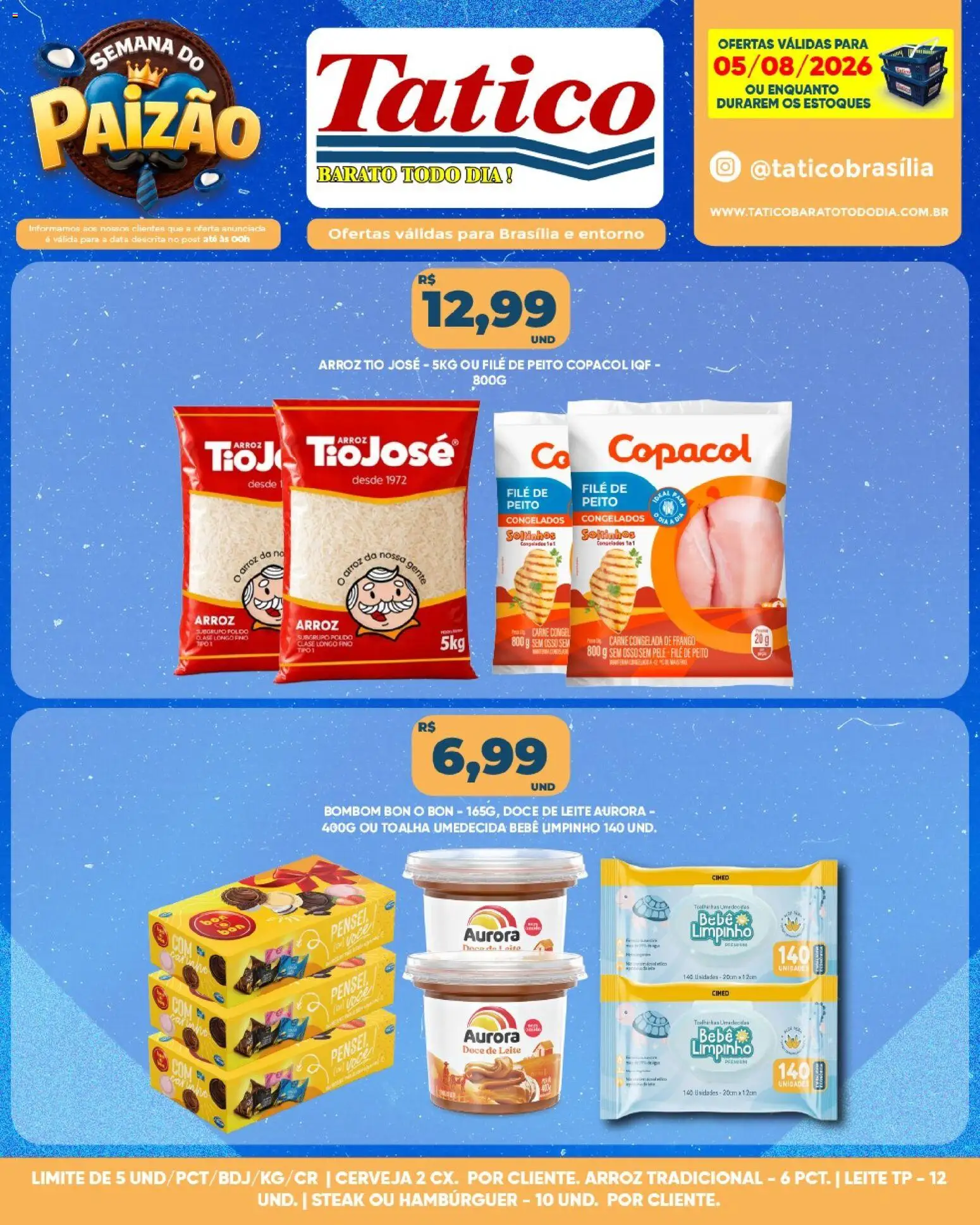 Tatico Folheto - válido de 05/08/2026 | Página: 7 | Produtos: Cerveja, Arroz, Frango, Toalha umedecida