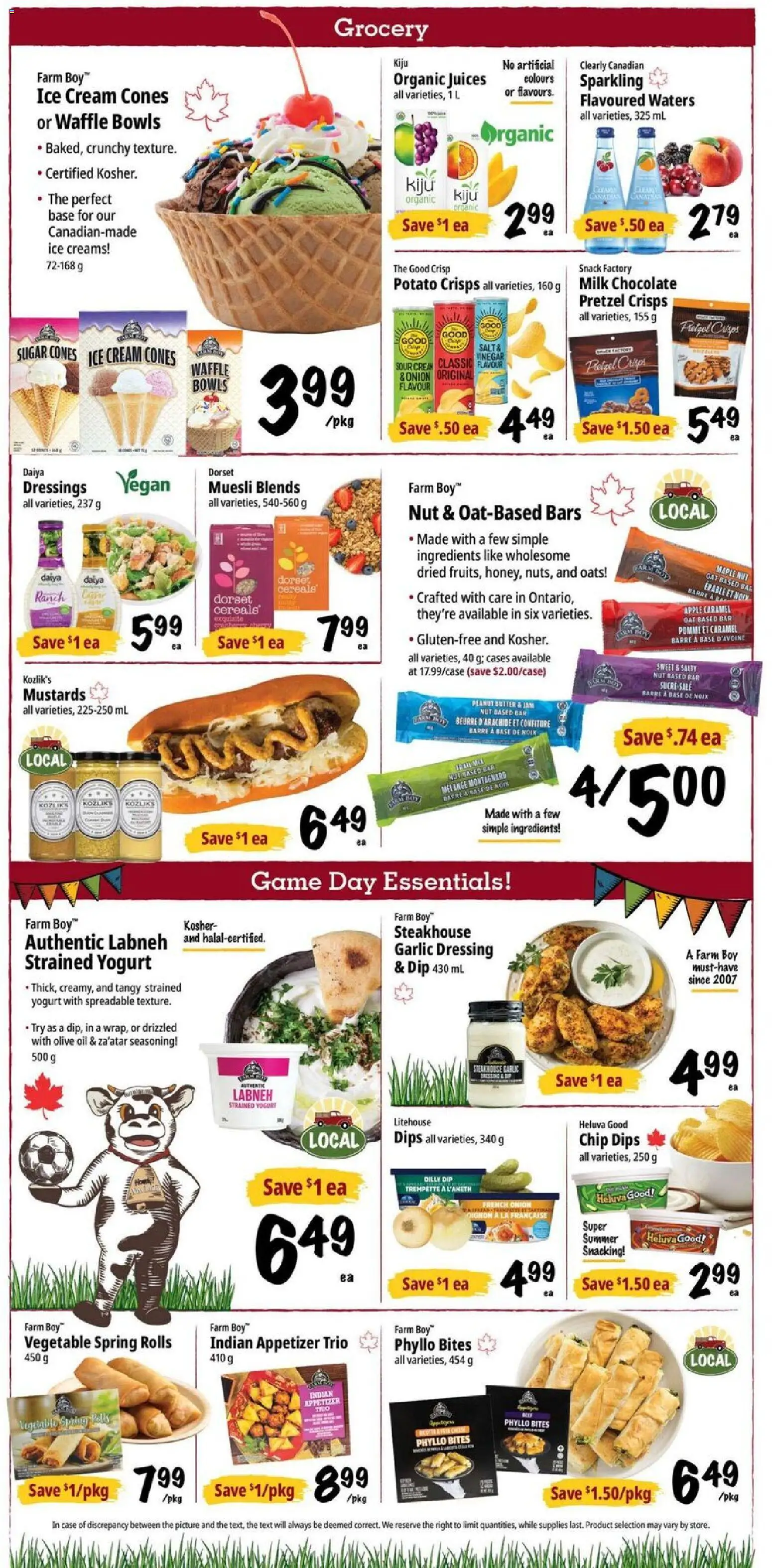 Farm Boy flyer valid from Jul 9, 2026 | Page: 4 | Products: Sour cream, Ice cream, Butter, Oil