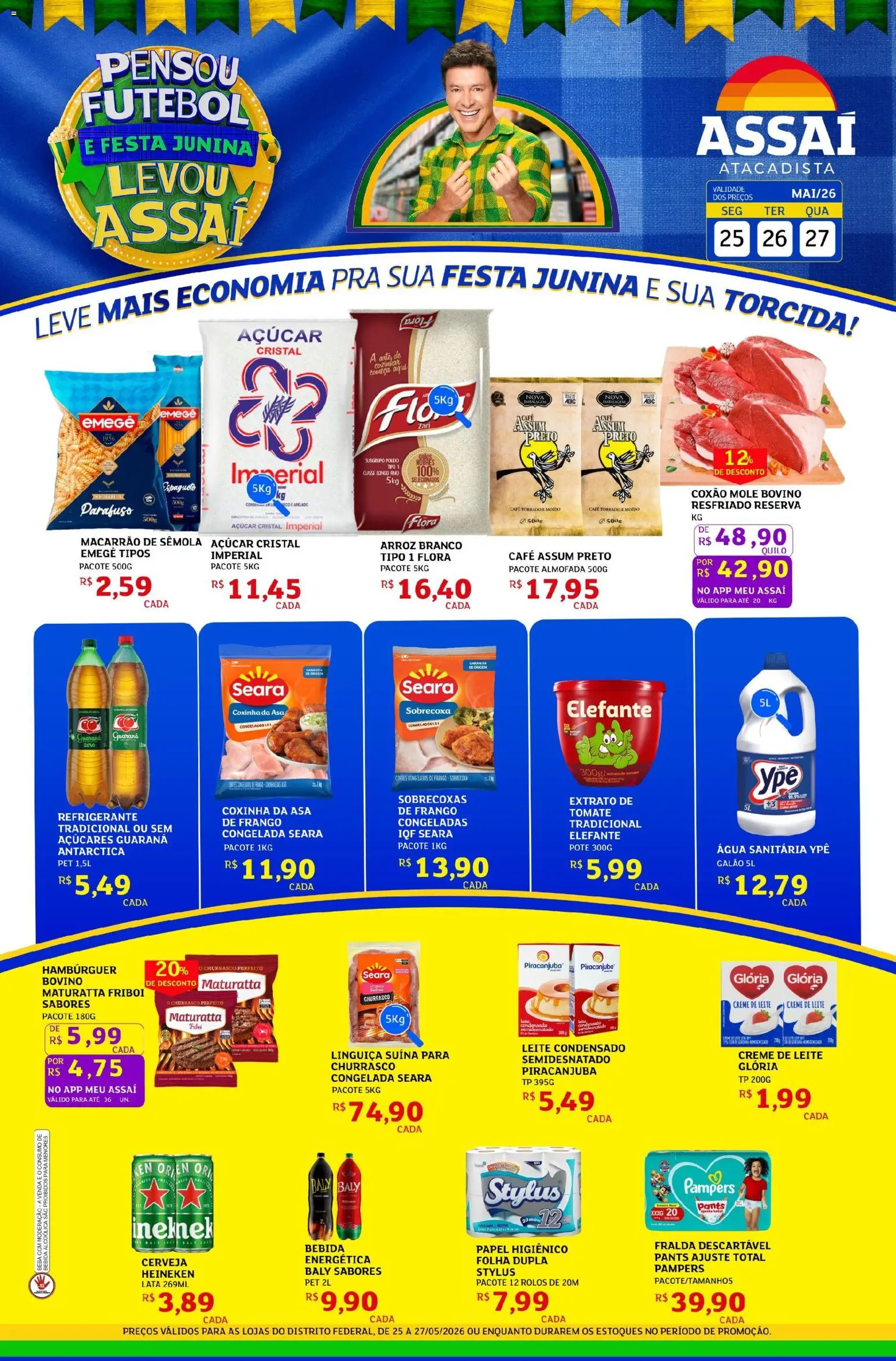 Assaí Atacadista Folheto - válido de 25.05.2026 | Página: 1 | Produtos: Pampers, Almofada, Creme de leite, Frango