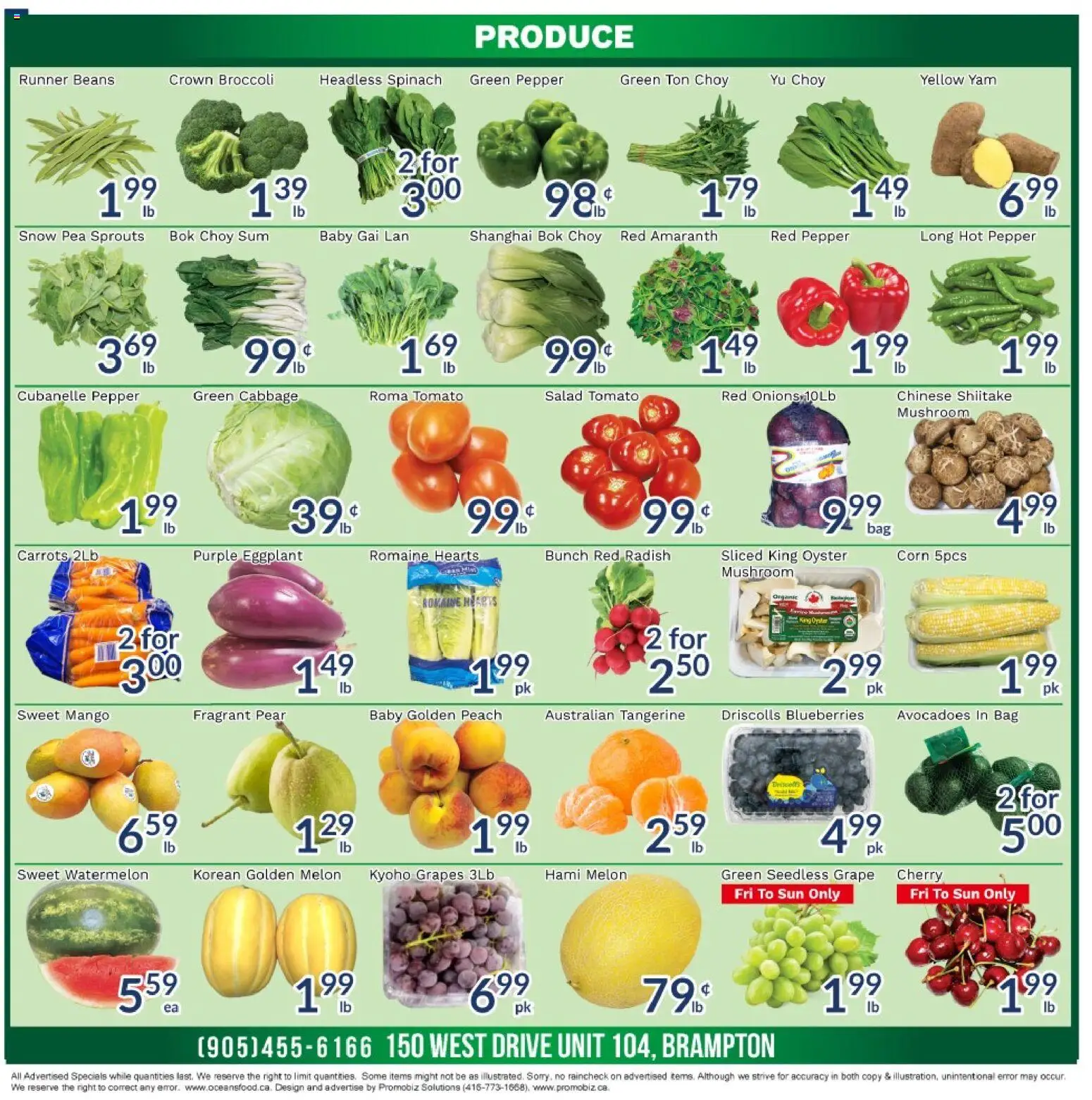 Oceans flyer valid from Aug 14, 2026 | Page: 2 | Products: Blueberries, Tomato, Spinach, Cabbage