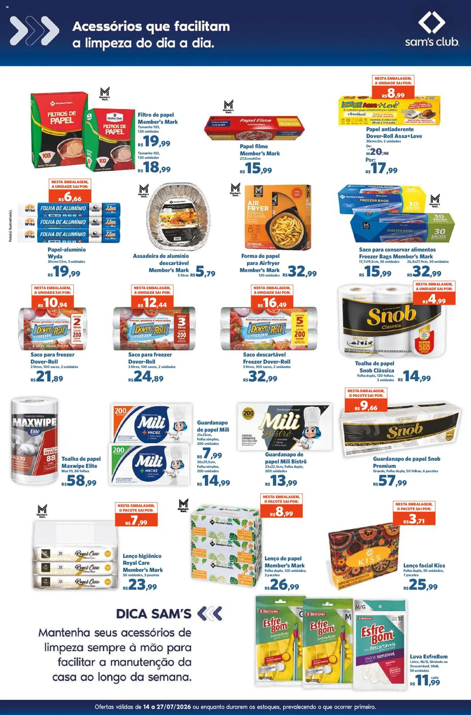 Sam's Club Folheto - válido de 14/07/2026 | Página: 6 | Produtos: Filtro de papel, Freezer, Assadeira, Guardanapo