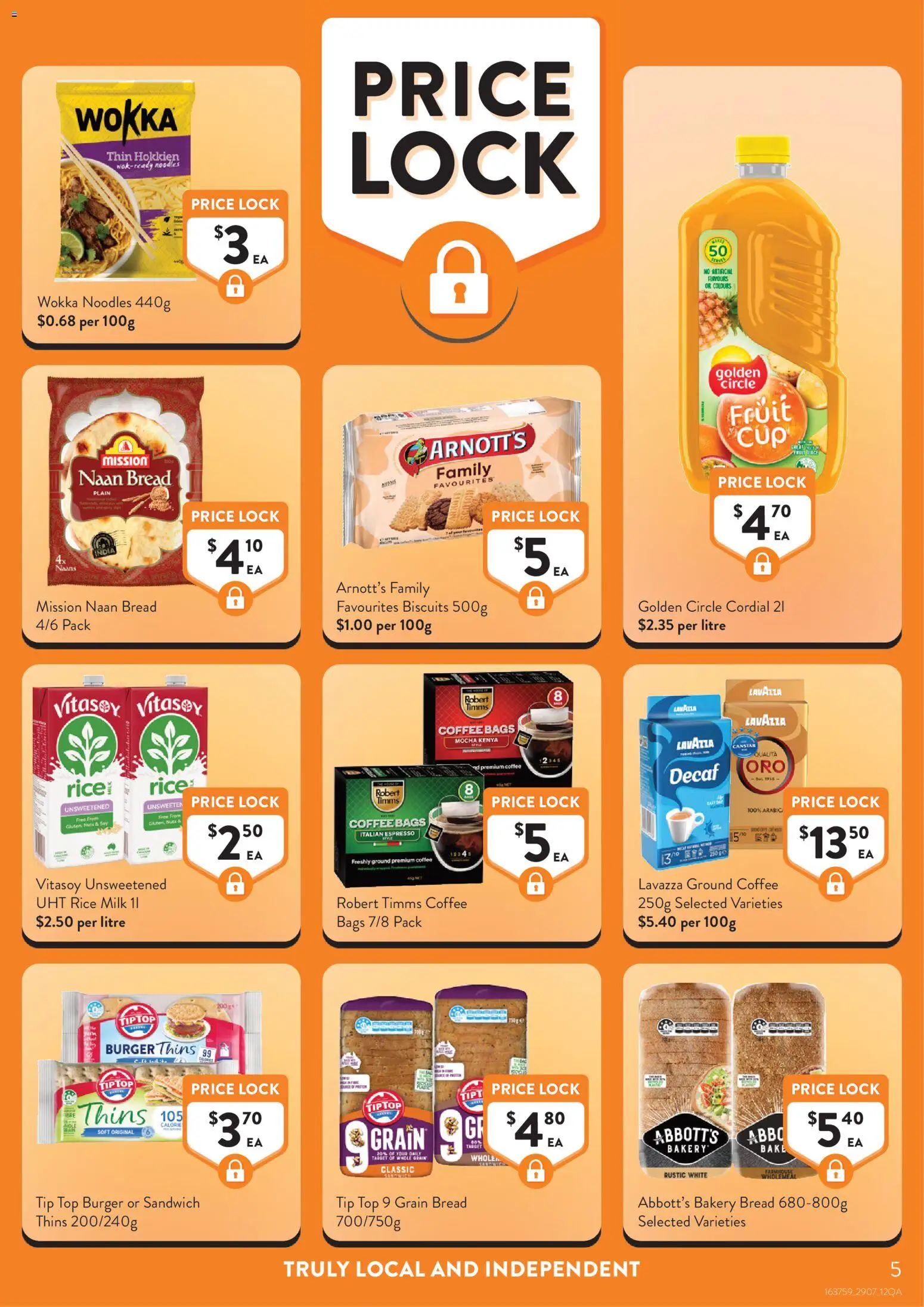 Foodworks catalogue - valid from 29/07/2026 | Page: 5 | Products: Milk, Bread, Rice, Biscuits