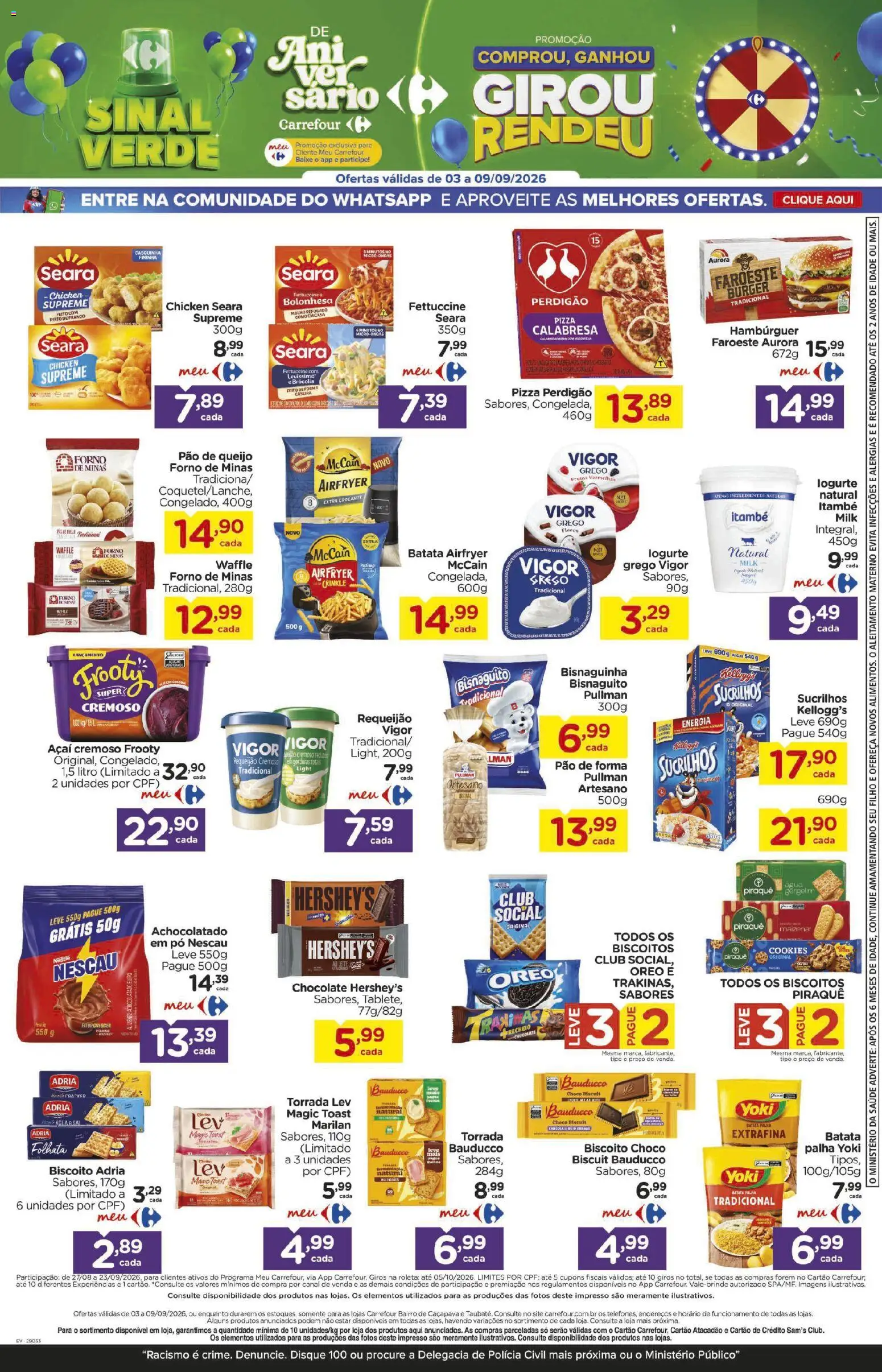 Carrefour Bairro Folheto - válido de 03/09/2026 | Página: 5 | Produtos: Chocolate, Sucrilhos, Peito de frango, Açaí