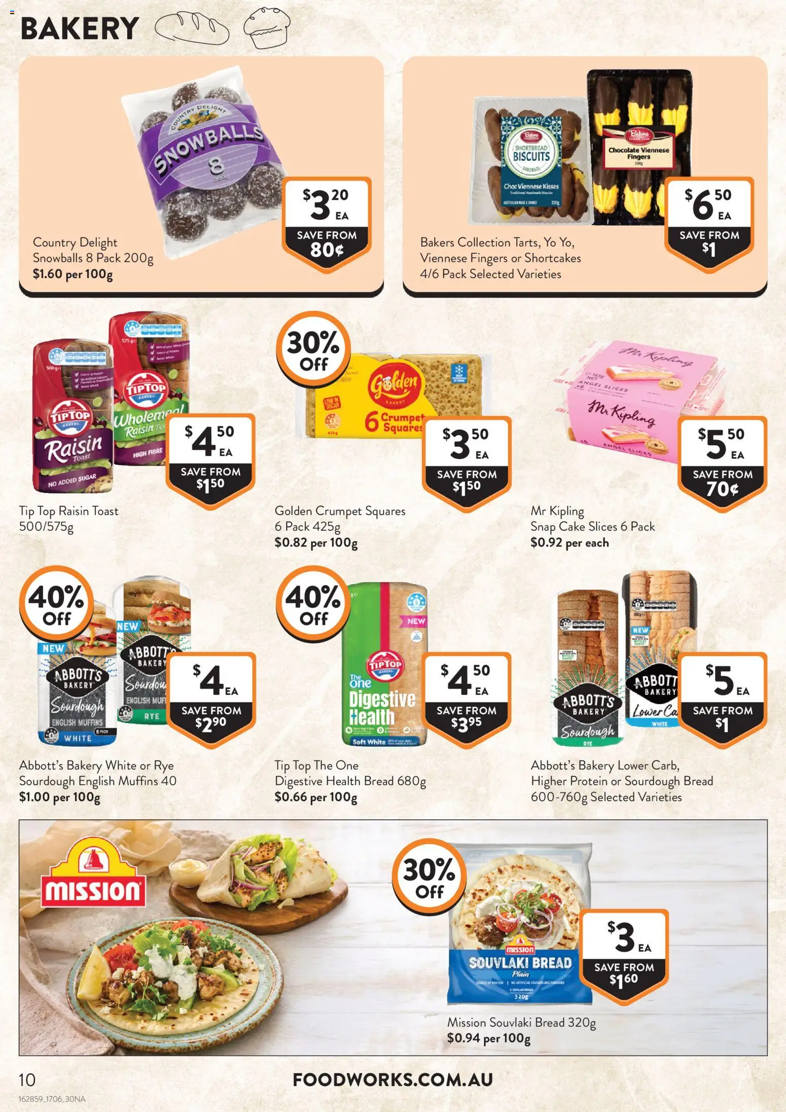 Foodworks catalogue - valid from 17.06.2026 | Page: 10 | Products: Chocolate, Muffins, Rye, Bakery