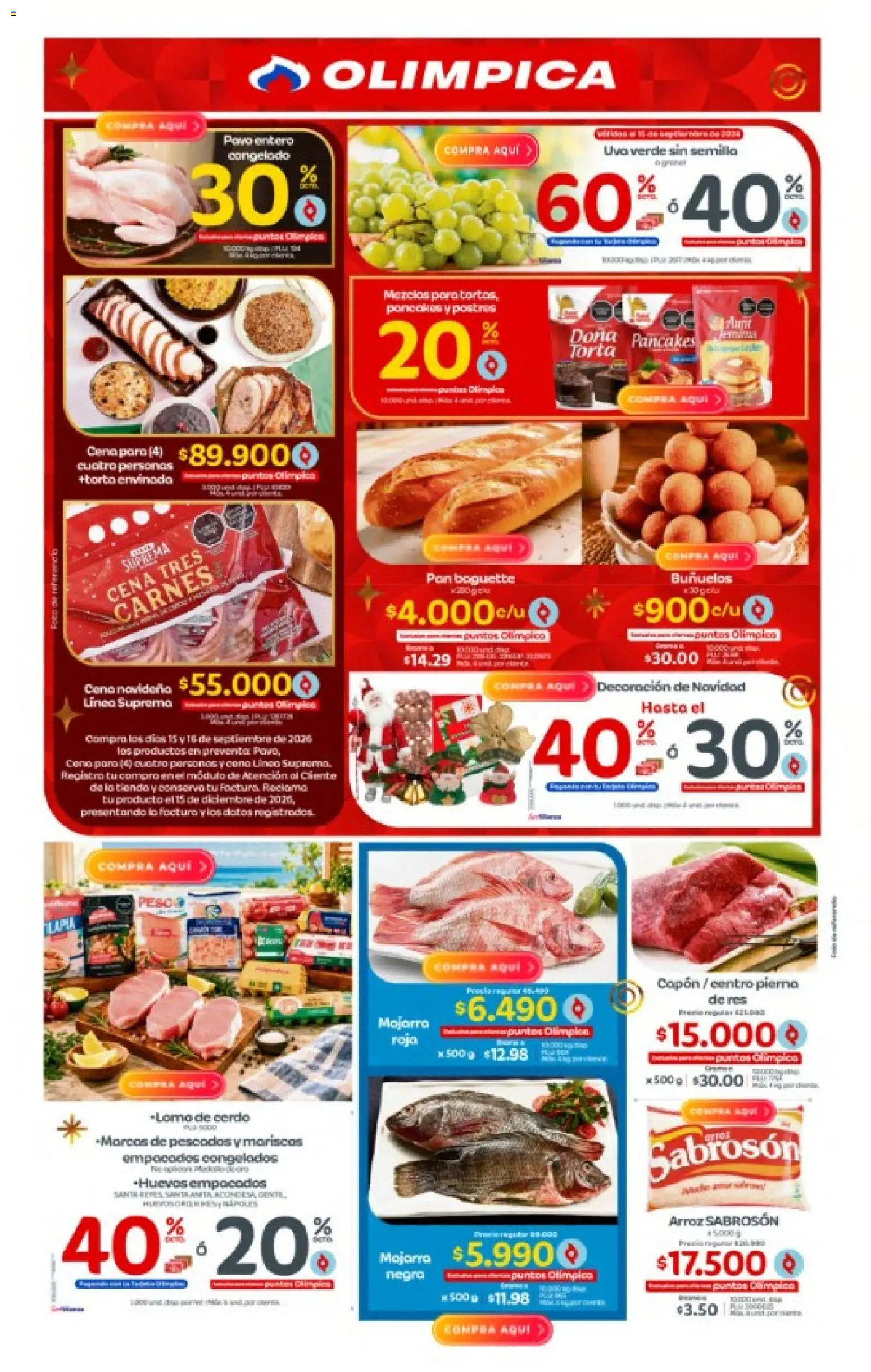 Olímpica revista - valida desde el 15/09/2026 | Página: 2 | Productos: Cerdo, Mariscos, Uva, Decoración