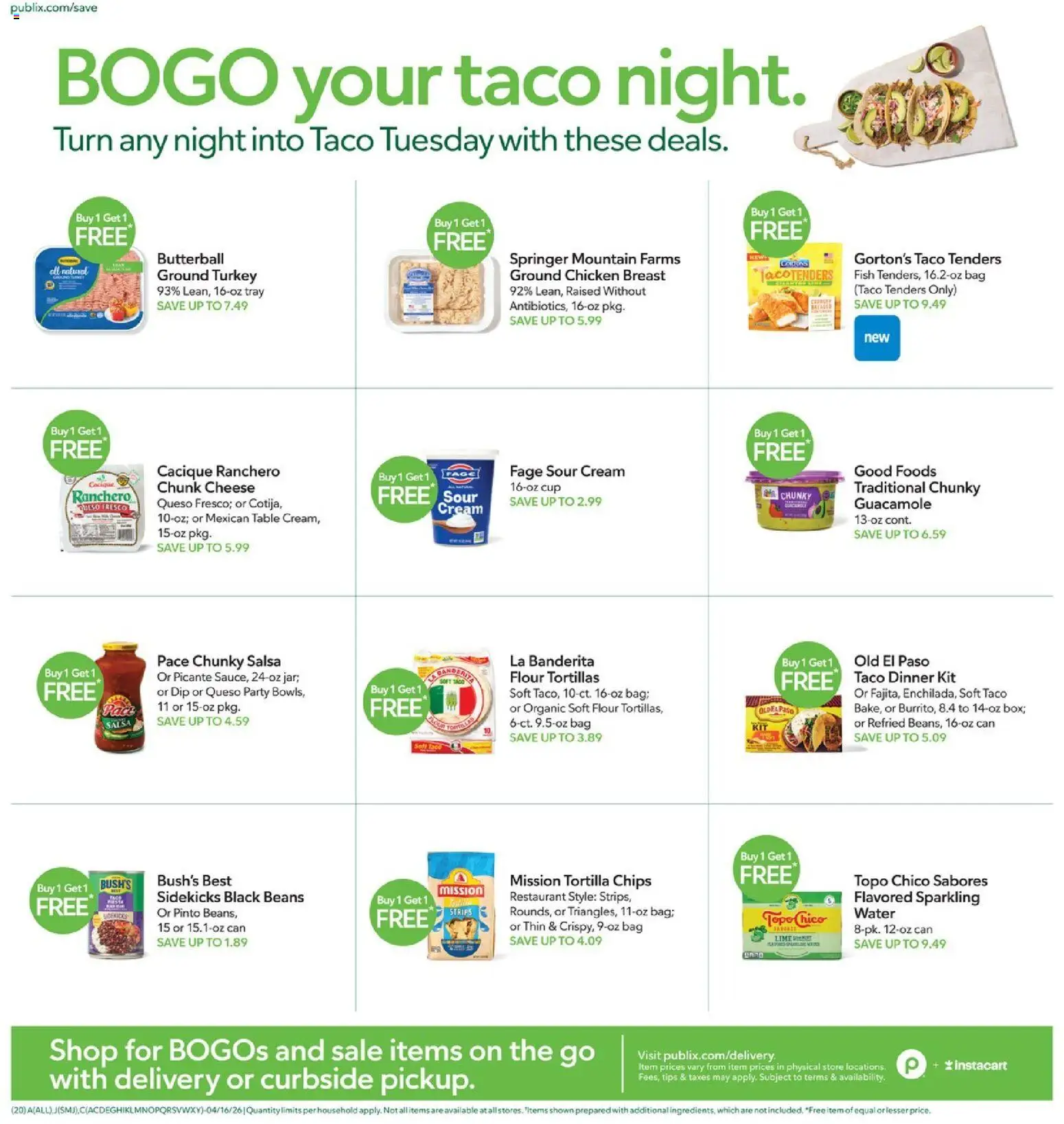 Publix Weekly Ad - valid from 15.04.2026 | Page: 20 | Products: Table, Fish, Chips, Cream