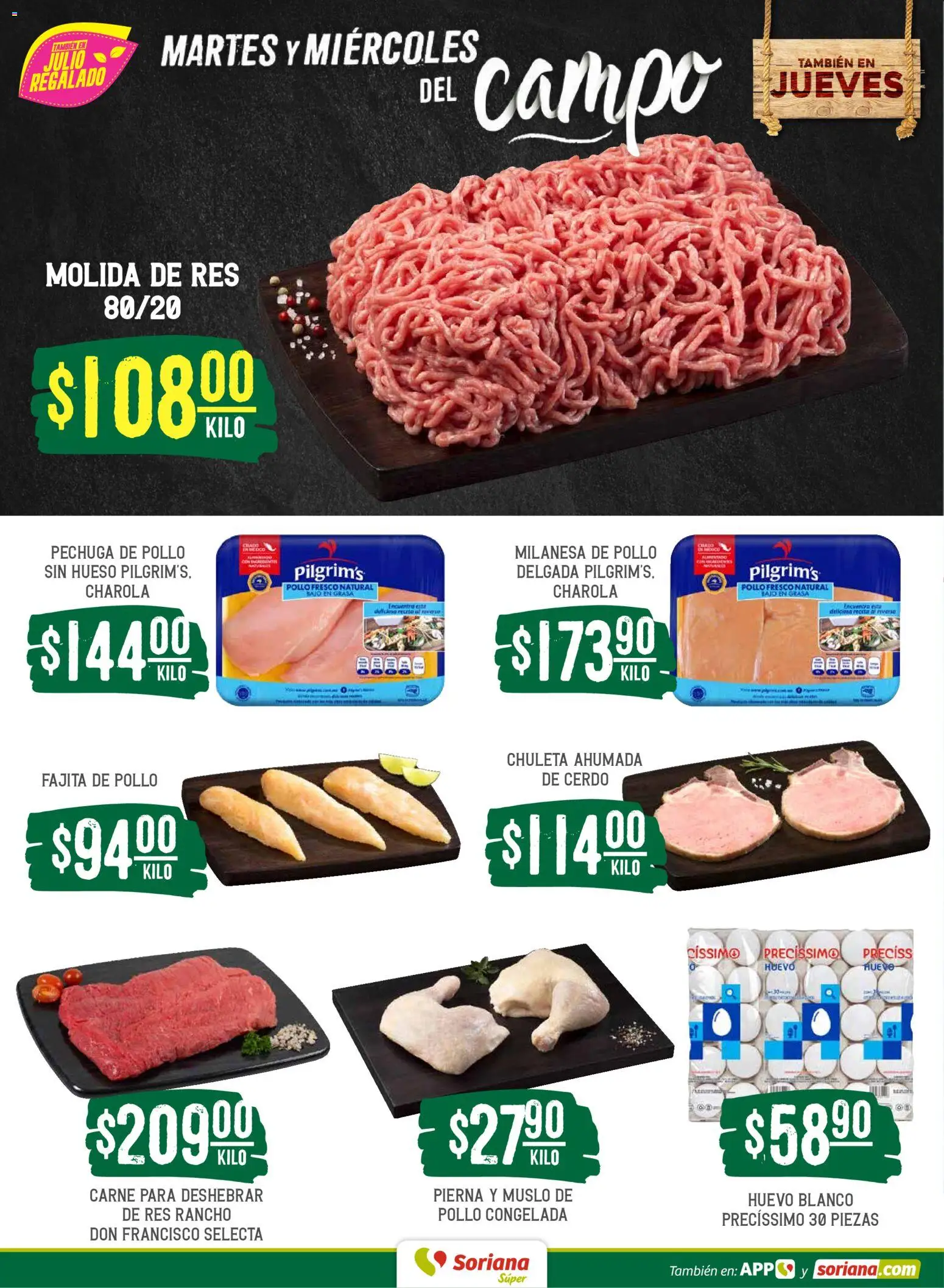 Nuevas ofertas de Soriana válidas en toda la República Mexicana desde el 02.06.2026. ¡Encuentra las mejores ofertas en Soriana Martes y Miércoles del Campo Súper: Saltillo y Torreón! | Página: 4 | Productos: Pollo, Milanesa, Huevo, Res