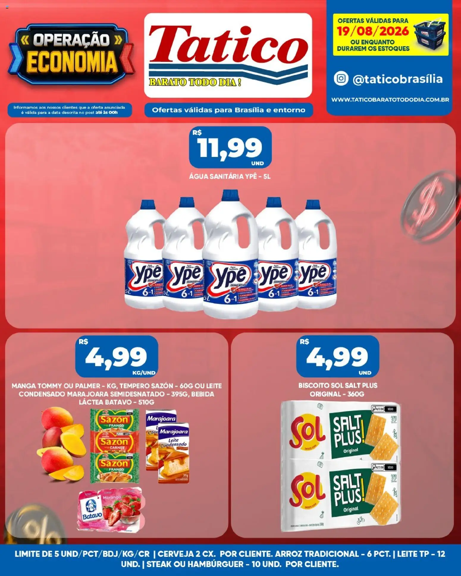 Tatico Folheto - válido de 19/08/2026 | Página: 5 | Produtos: Steak, Bebida, Leite condensado, Água sanitária