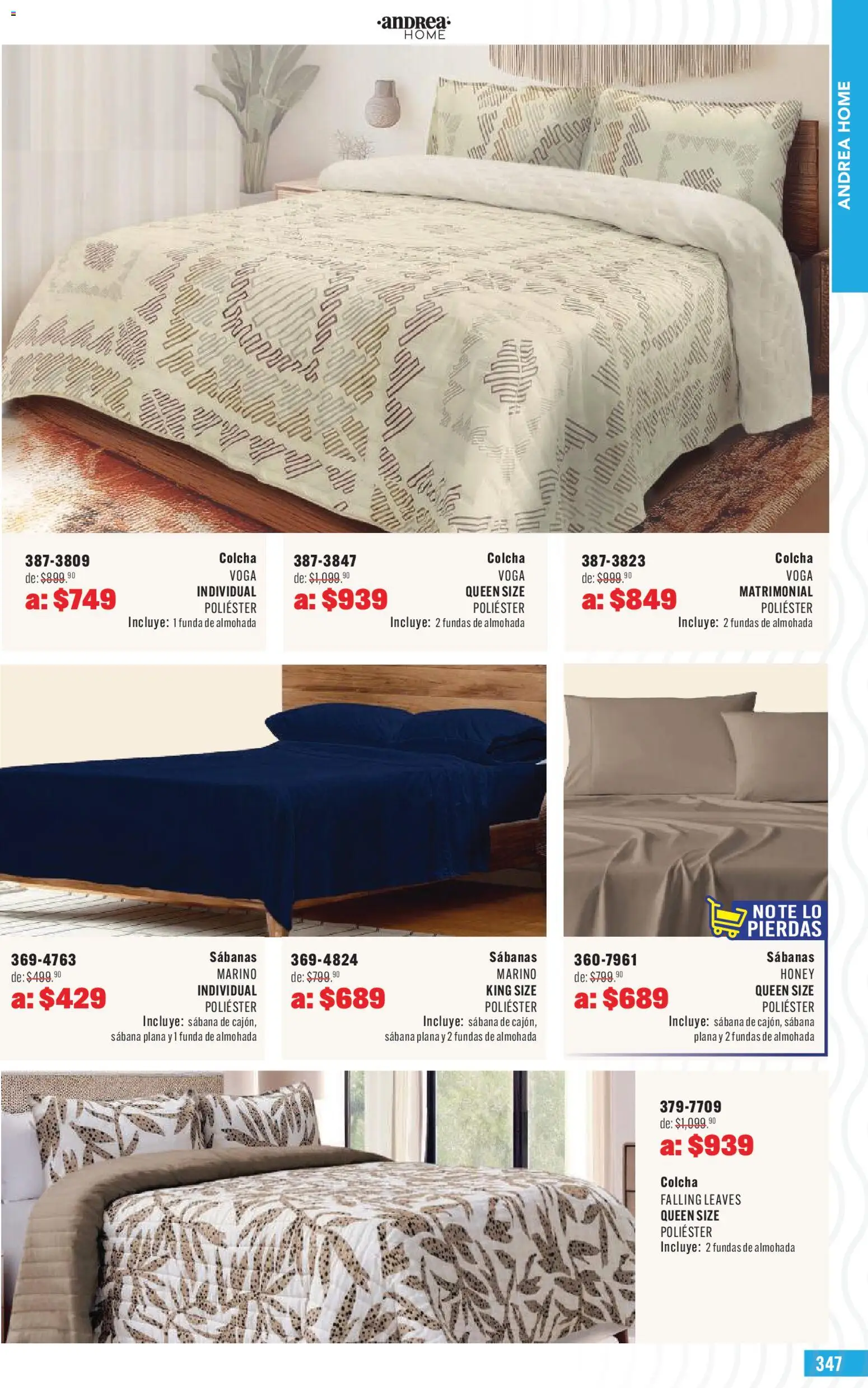 Nuevas ofertas de Andrea válidas en toda la República Mexicana desde el 03.05.2026. ¡Encuentra las mejores ofertas en Andrea catálogo Outlet! | Página: 347 | Productos: Funda, Funda de almohada, Almohada, Sabanas