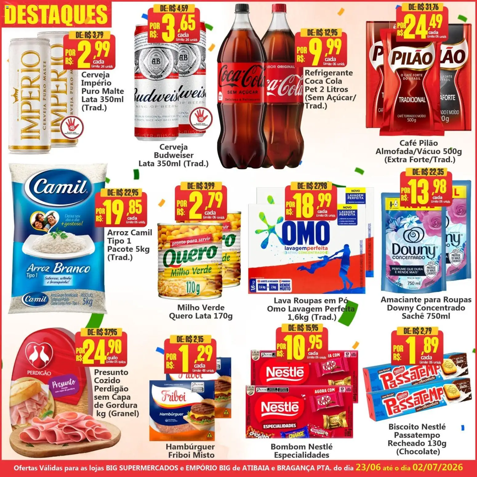 Big Supermercados Folheto - válido de 23/06/2026 | Página: 2 | Produtos: Café, Chocolate, Hambúrguer, Bombom