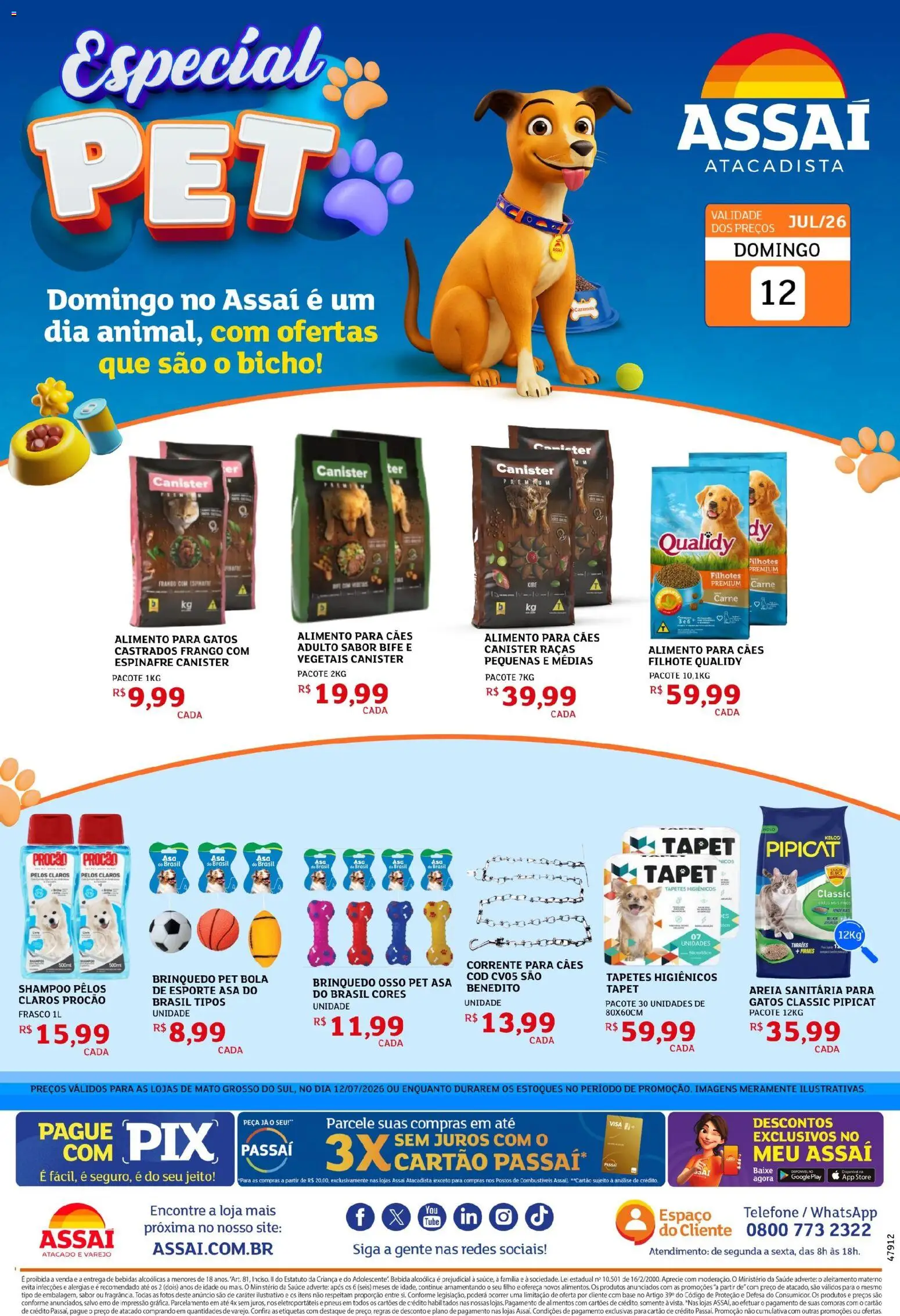 Assaí Atacadista Folheto - válido de 12/07/2026 | Página: 1 | Produtos: Espinafre, Areia, Telefone, Frango