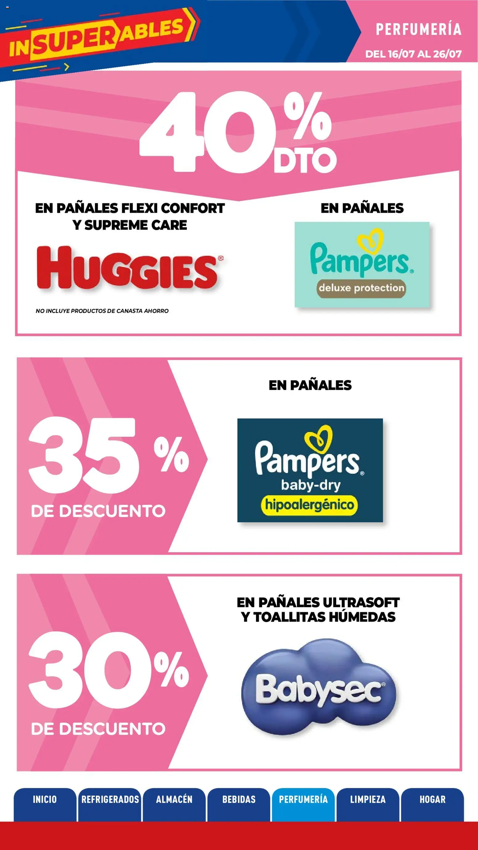 La Anonima catálogo │ válido desde el 16/07/2026 | Página: 20 | Productos: Toallitas húmedas, Pañales, Canasta