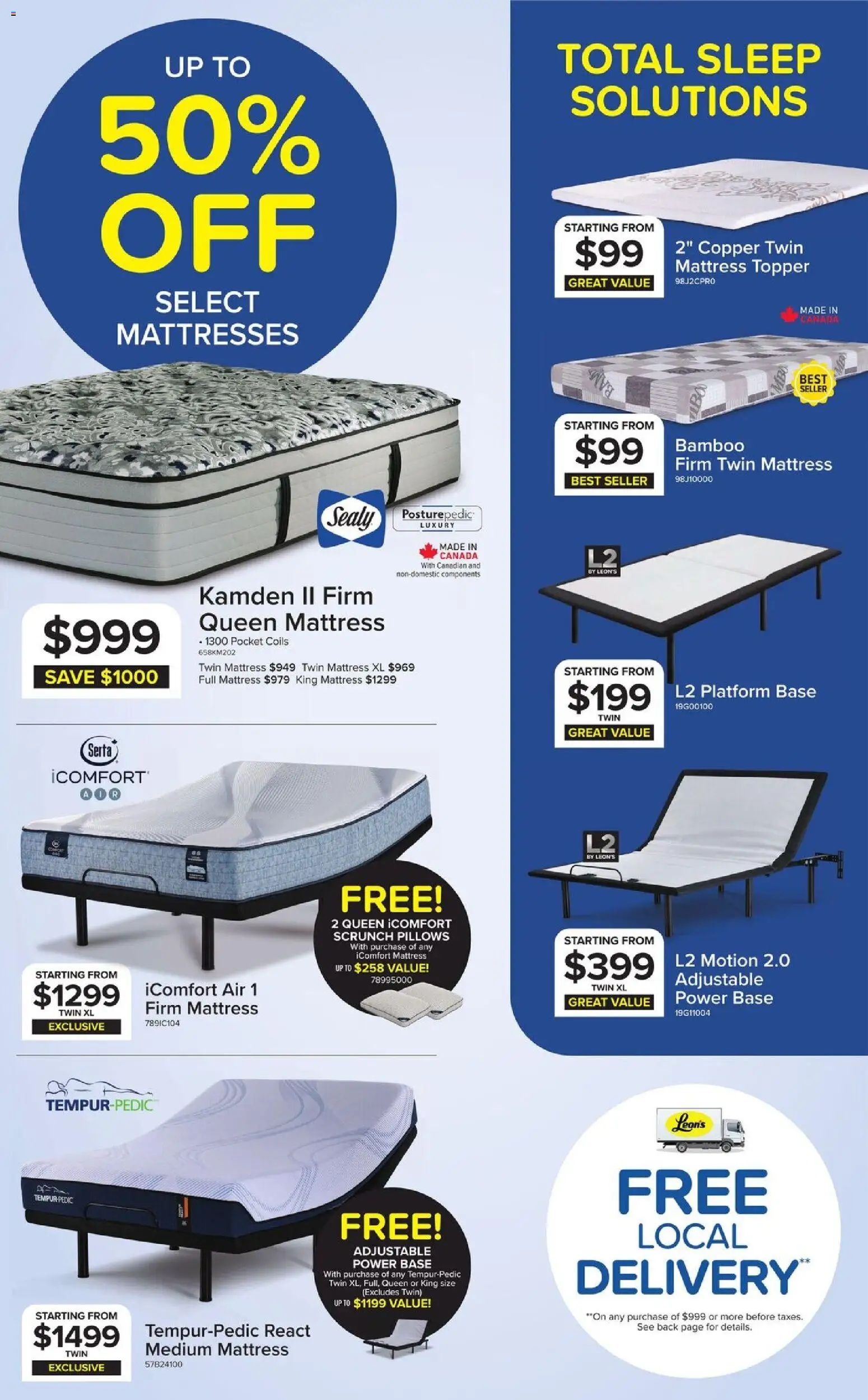 Leon's flyer valid from Sep 17, 2026 | Page: 3 | Products: Mattresses, Mattress topper, Mattress