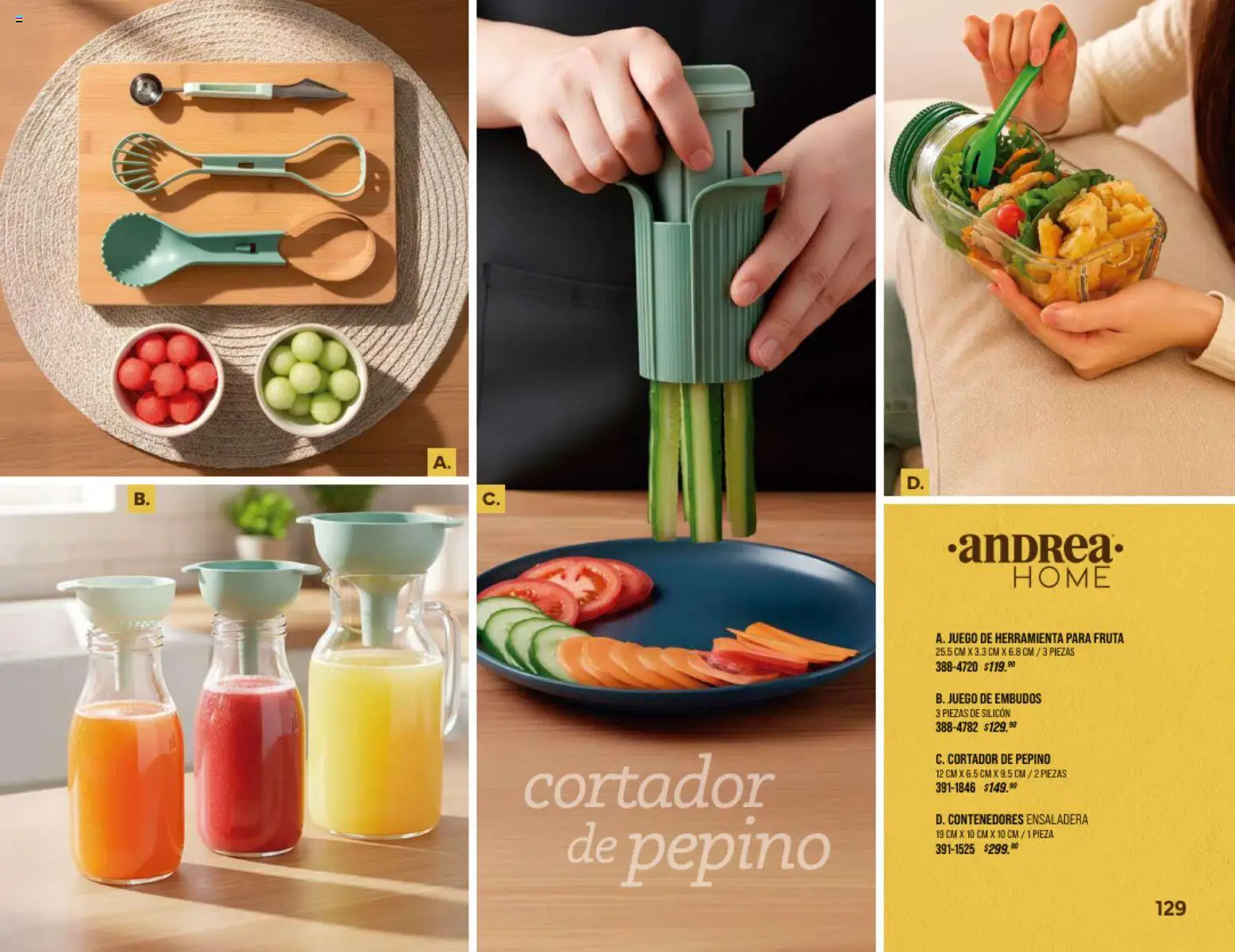 Nuevas ofertas de Andrea válidas en toda la República Mexicana desde el 25/01/2026. ¡Encuentra las mejores ofertas en Andrea catálogo Home! | Página: 129 | Productos: Ensaladera, Juego, Cortador