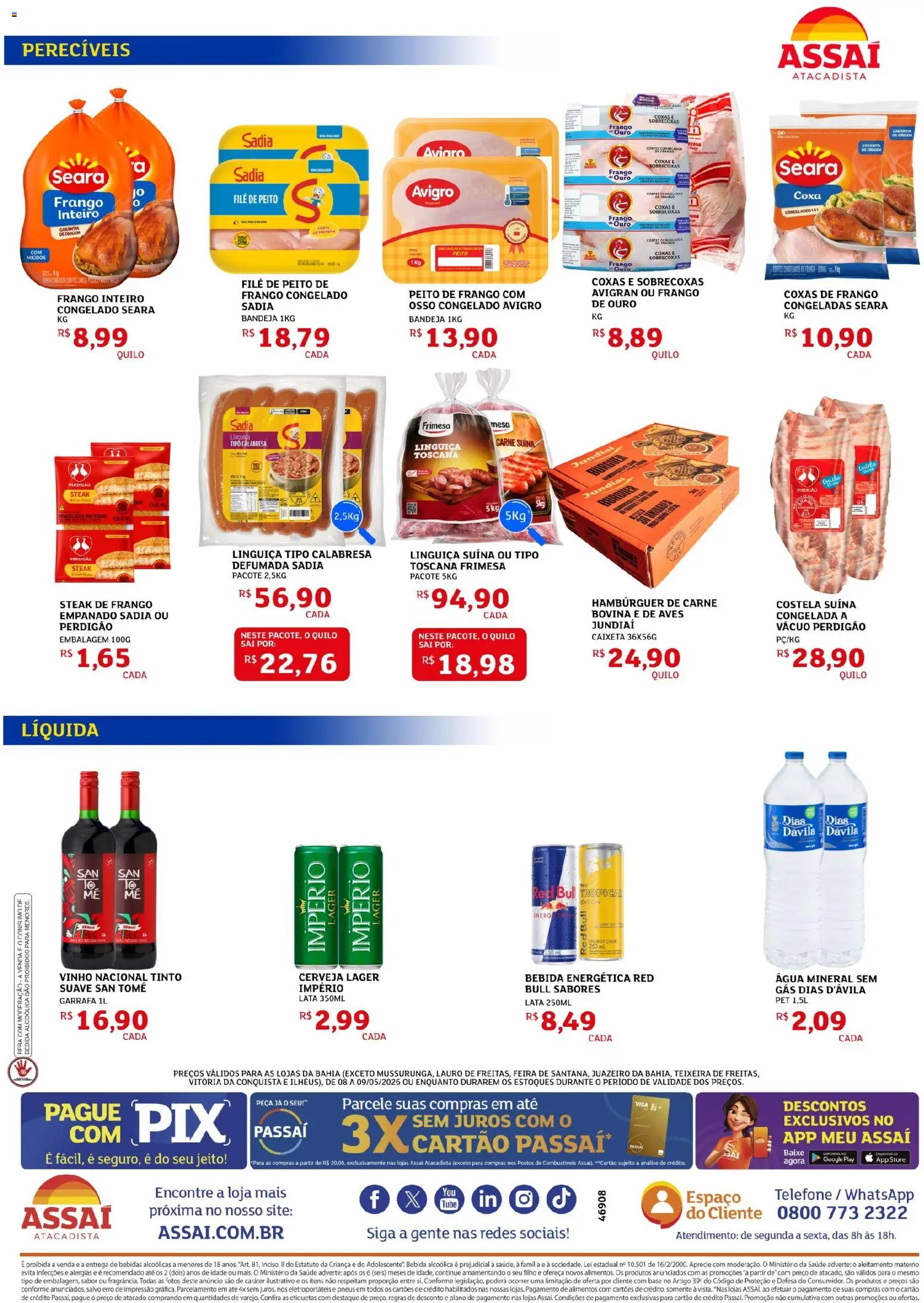 Assaí Atacadista Folheto - válido de 08.05.2026 | Página: 2 | Produtos: Vinho, Cerveja, Bandeja, Peito de frango
