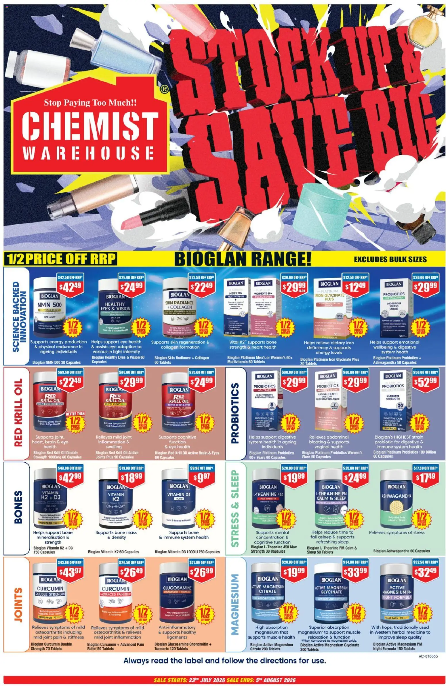 Chemist Warehouse catalogue - valid from 23/07/2026 | Page: 1 | Products: Oil, Herbal, Multivitamin, Pain relief