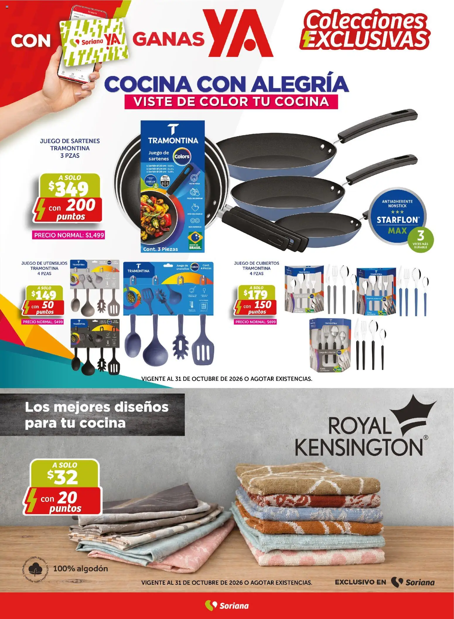Nuevas ofertas de Soriana válidas en toda la República Mexicana desde el 11/09/2026. ¡Encuentra las mejores ofertas en Soriana Mercado - Gratis con puntos Soriana YA! | Página: 11 | Productos: Juego, Cocina, Algodón, Sartén