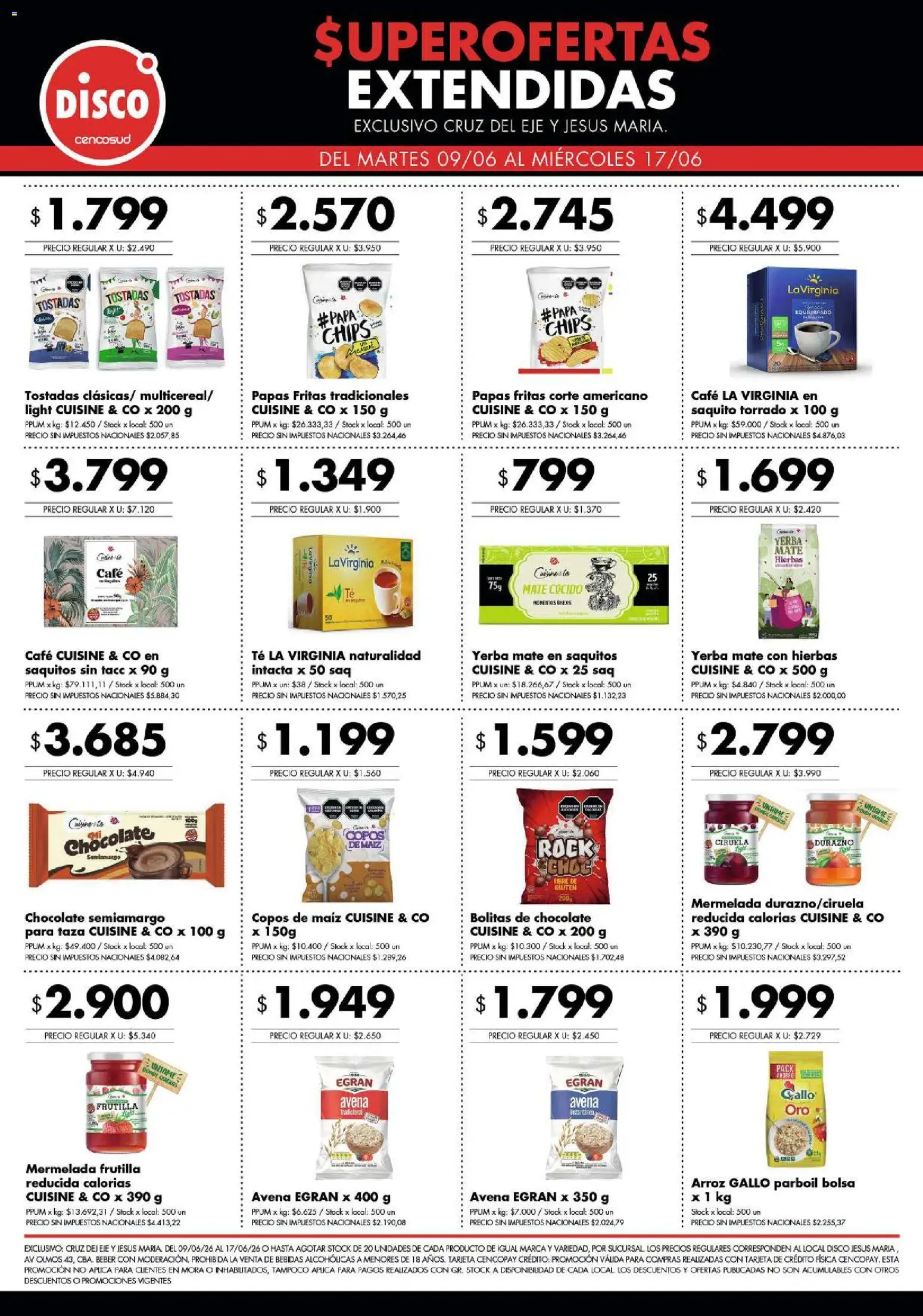 Disco - Superofertas extendidas - Cruz del Eje y Jesus Maria │ válido desde el 08.06.2026 | Página: 2 | Productos: Bolsa, Durazno, Taza, Avena