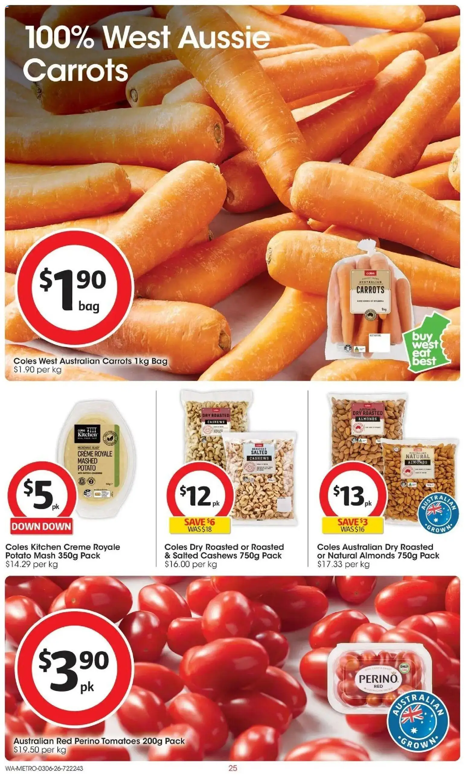 Coles catalogue - valid from 02.06.2026 | Page: 25 | Products: Almonds, Tomatoes, Carrots, Bag
