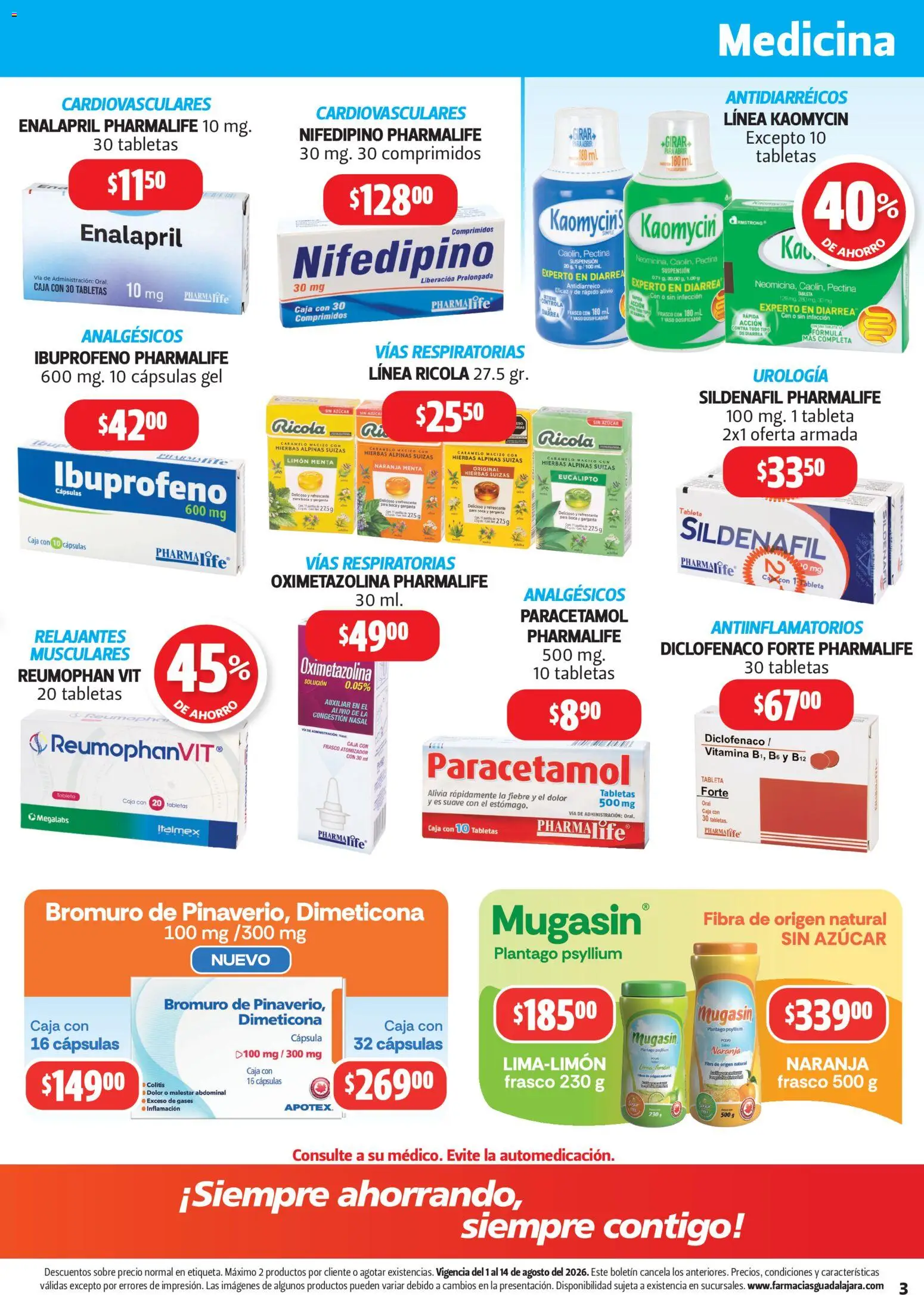 Nuevas ofertas de Farmacia Guadalajara válidas en toda la República Mexicana desde el 01/08/2026. ¡Encuentra las mejores ofertas en Farmacia Guadalajara catálogo! | Página: 3 | Productos: Azúcar, Frasco, Limón, Sobre