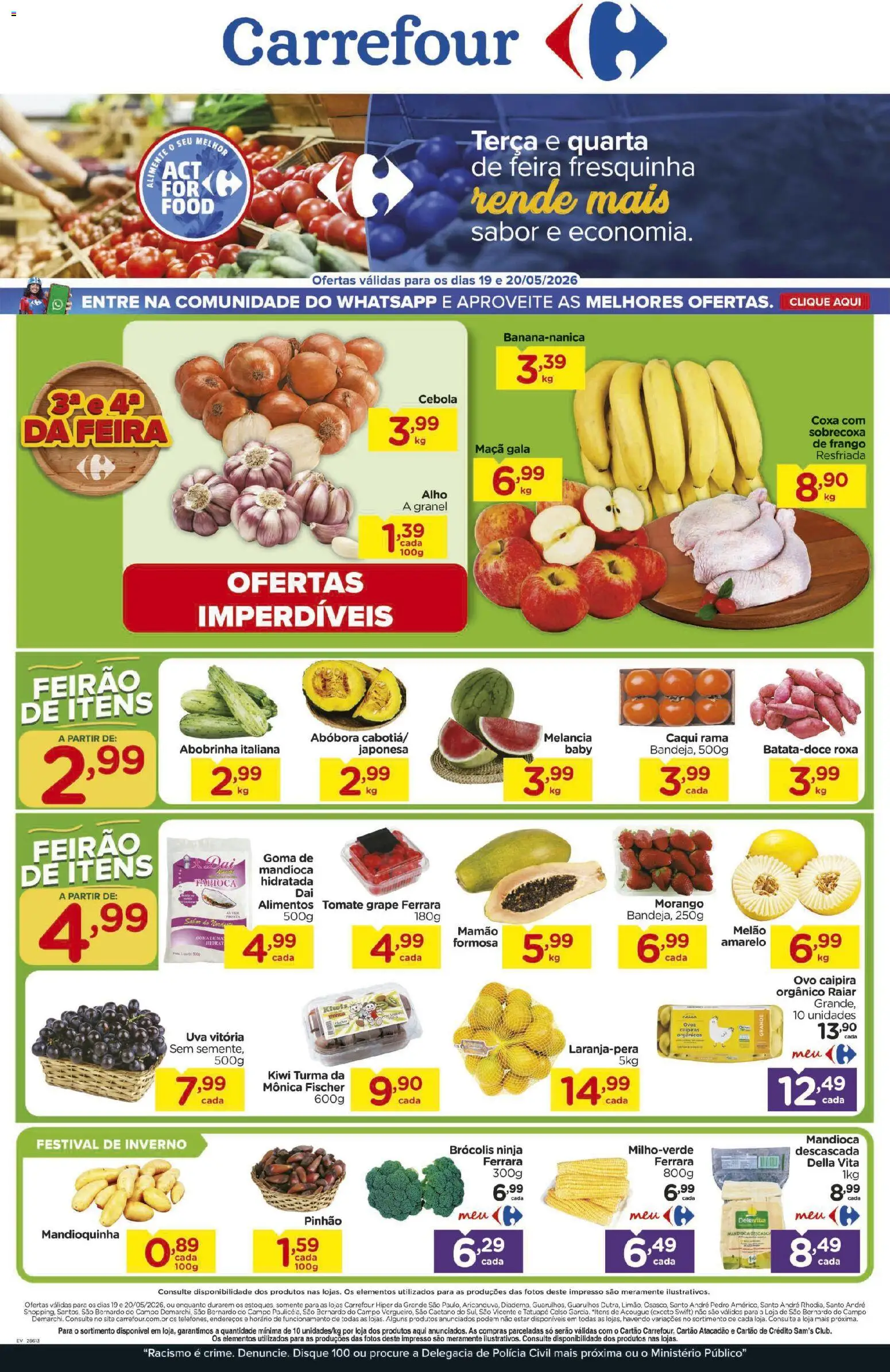 Carrefour Folheto - válido de 19.05.2026 | Página: 1 | Produtos: Abobrinha, Cebola, Mamão, Brócolis