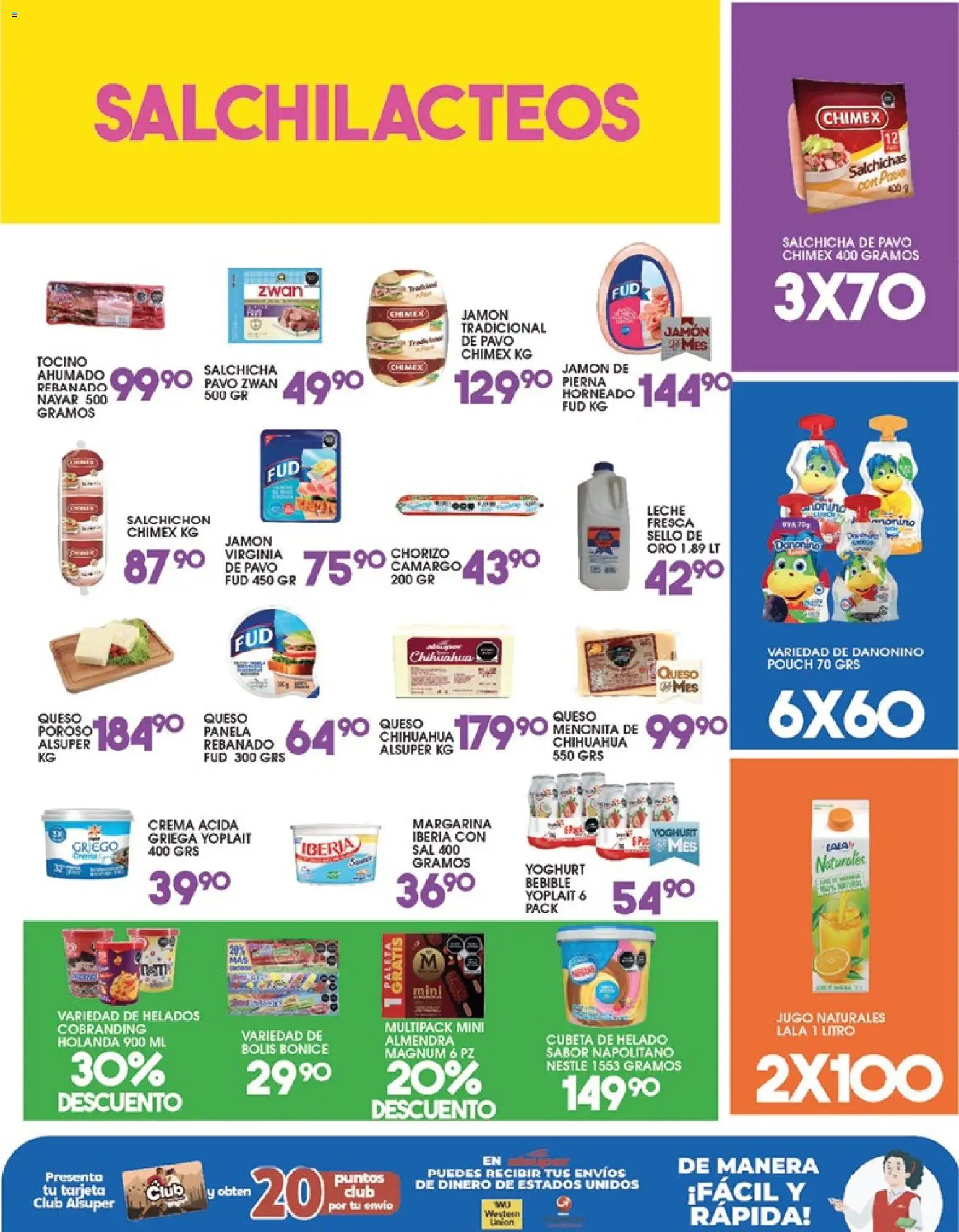 Nuevas ofertas de Alsuper válidas en toda la República Mexicana desde el 14/07/2026. ¡Encuentra las mejores ofertas en Alsuper folleto! | Página: 3 | Productos: Leche, Jugo, Almendra, Chorizo