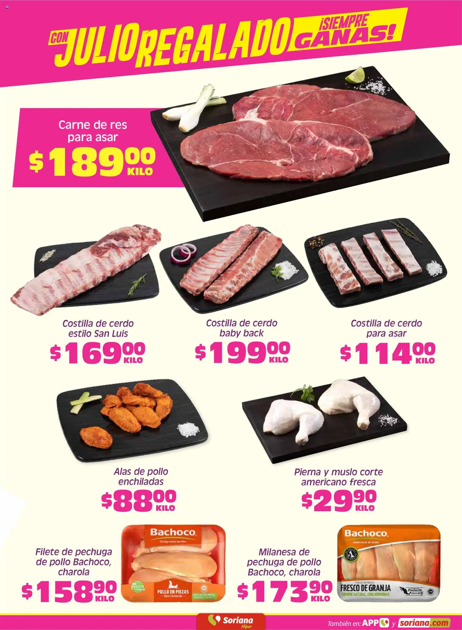 Nuevas ofertas de Soriana válidas en toda la República Mexicana desde el 22.05.2026. ¡Encuentra las mejores ofertas en Soriana Fin de Semana Híper: Tamaulipas (excepto Cd. Victoria y Tampico)! | Página: 3 | Productos: Pollo, Milanesa, Cerdo, Res