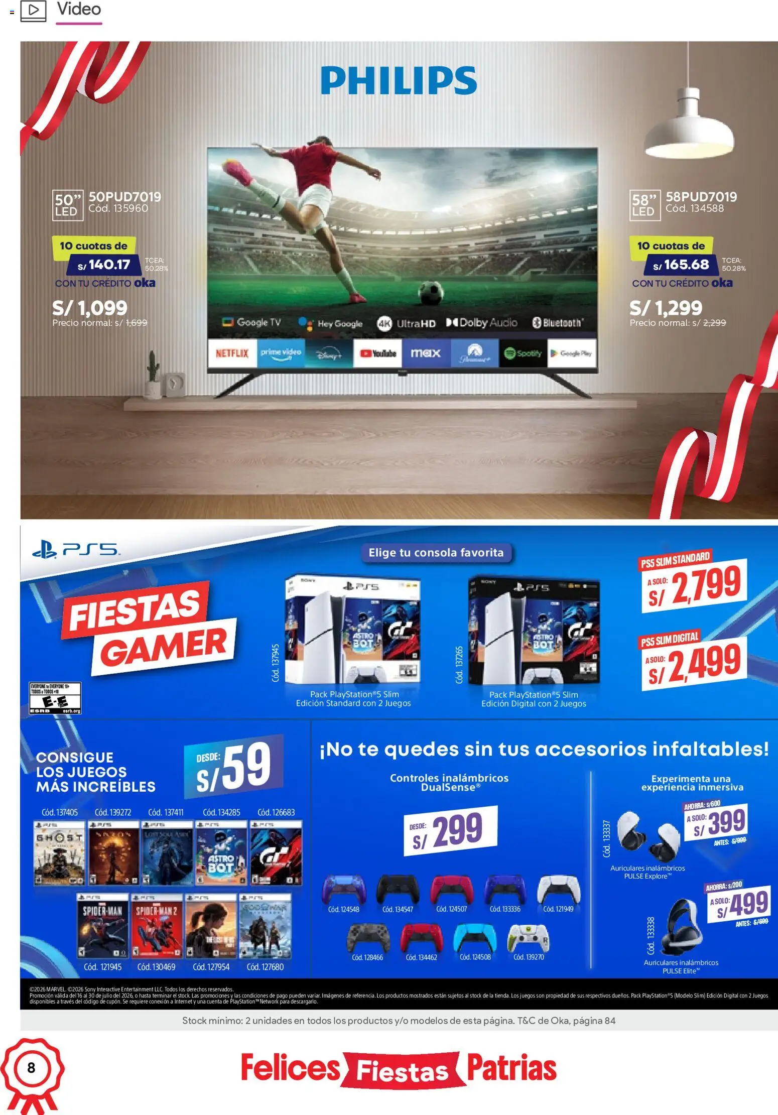 Catálogo Hiraoka válido desde 11/07/2026 | Página: 8 | Productos: Té, Video, Audio, Playstation
