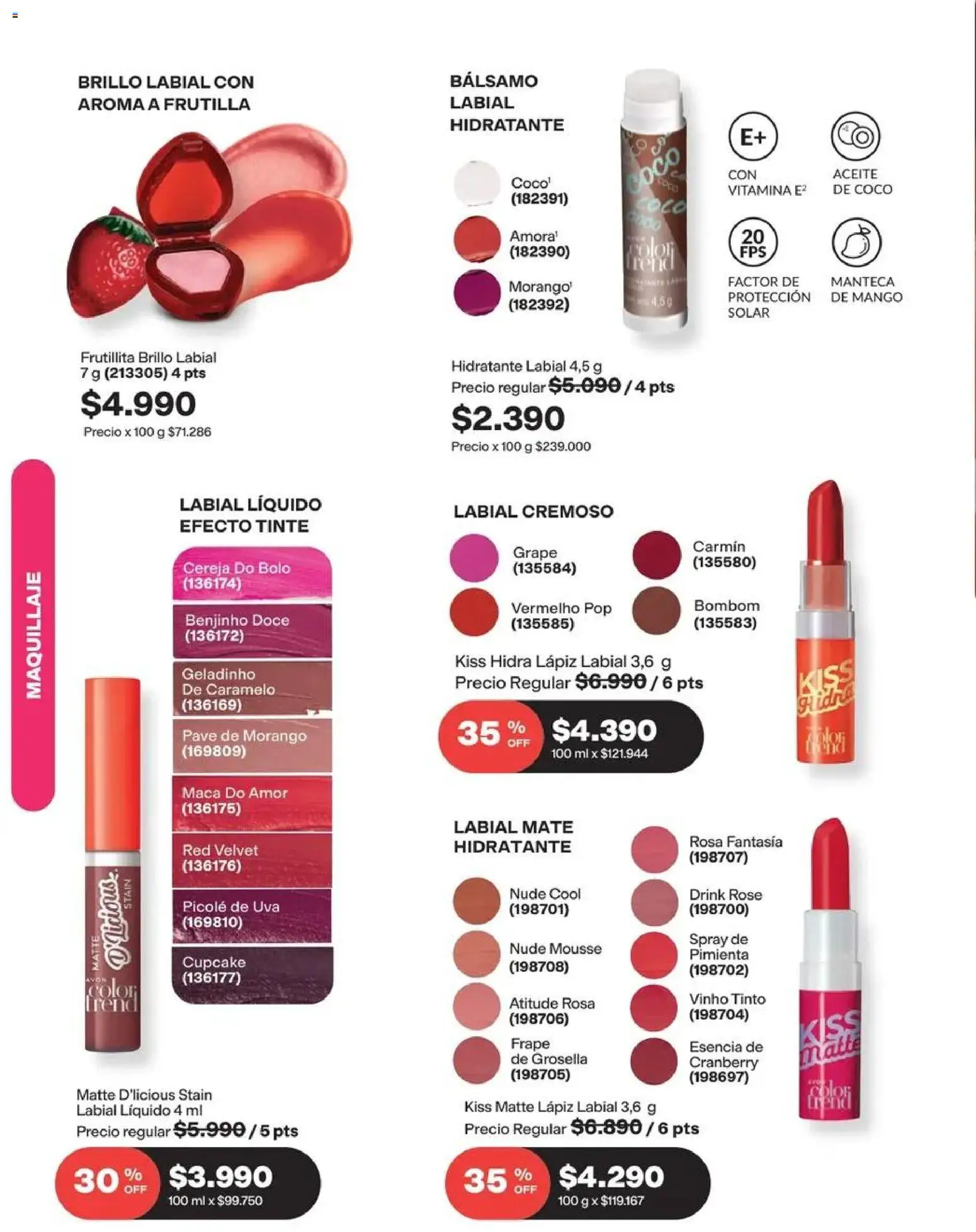 Catálogo Avon Campaña 13 │ válido desde el 31.08.2026 | Página: 13 | Productos: Brillo, Bálsamo, Maquillaje, Mate