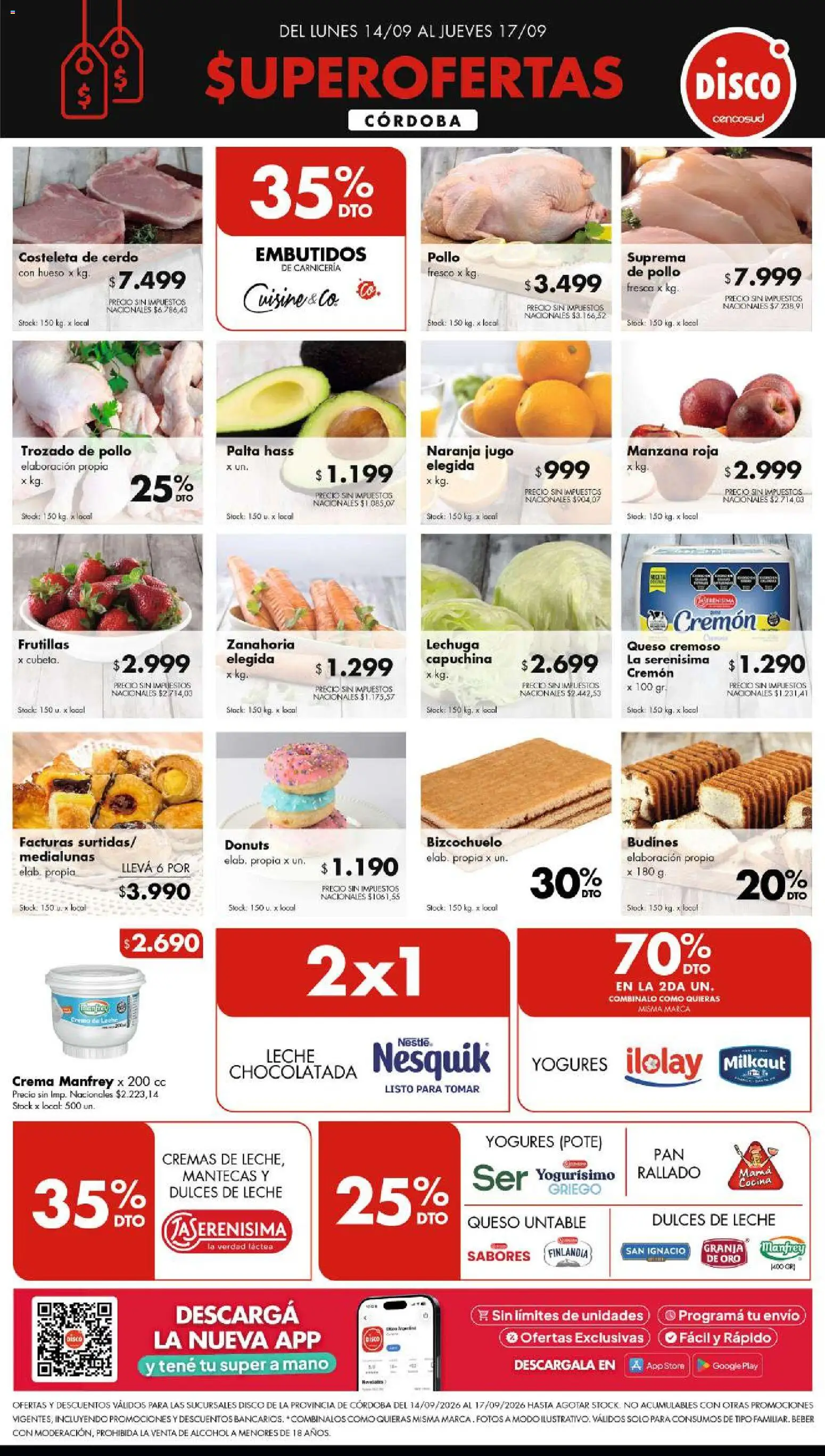 Disco - FERIA DE FRESCOS CORDOBA │ válido desde el 14/09/2026 | Página: 1 | Productos: Manzana, Lechuga, Cerdo, Zanahoria