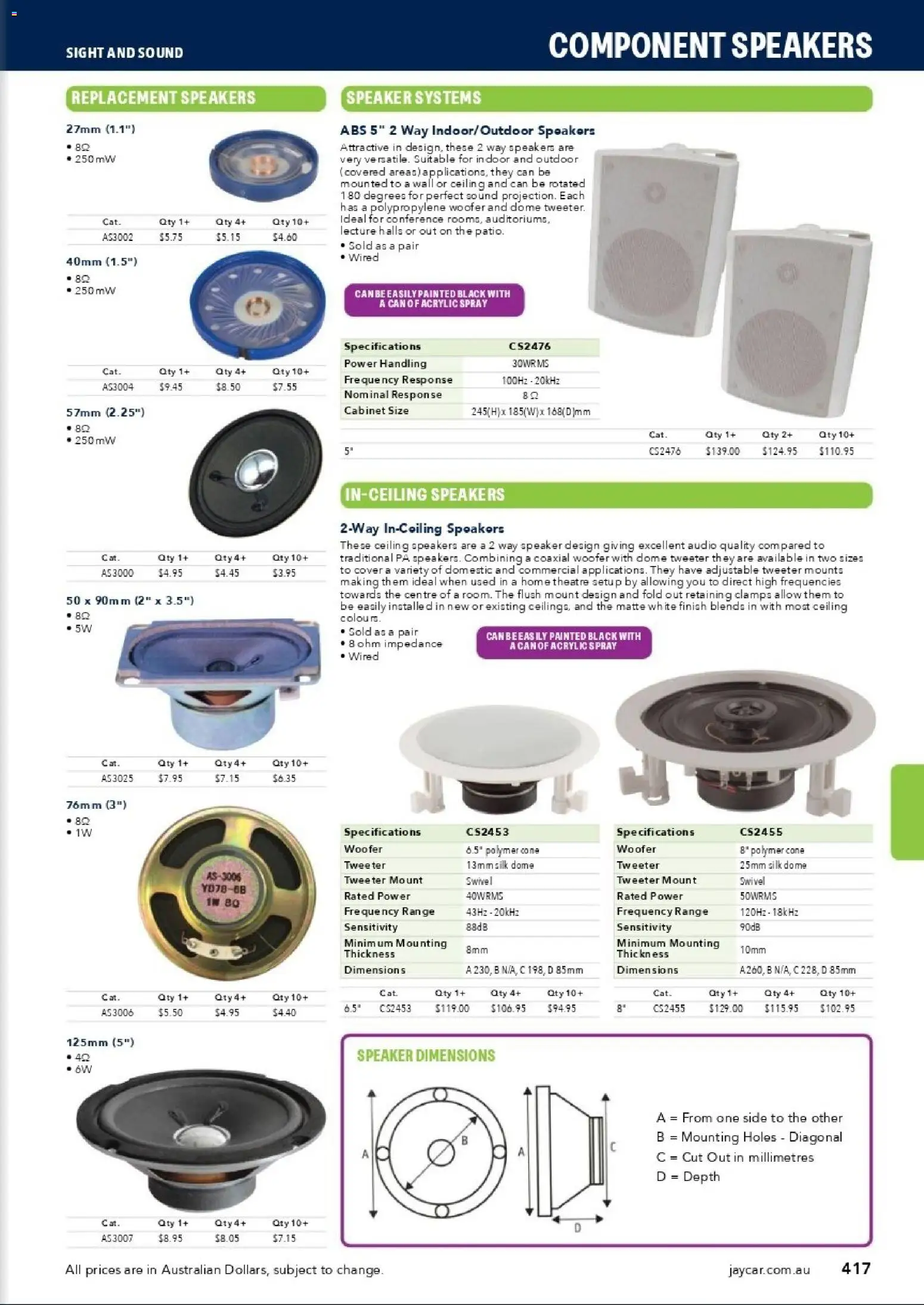 Jaycar catalogue - valid from 31/08/2026 | Page: 415 | Products: Cabinet, Domestic, Audio, Speaker