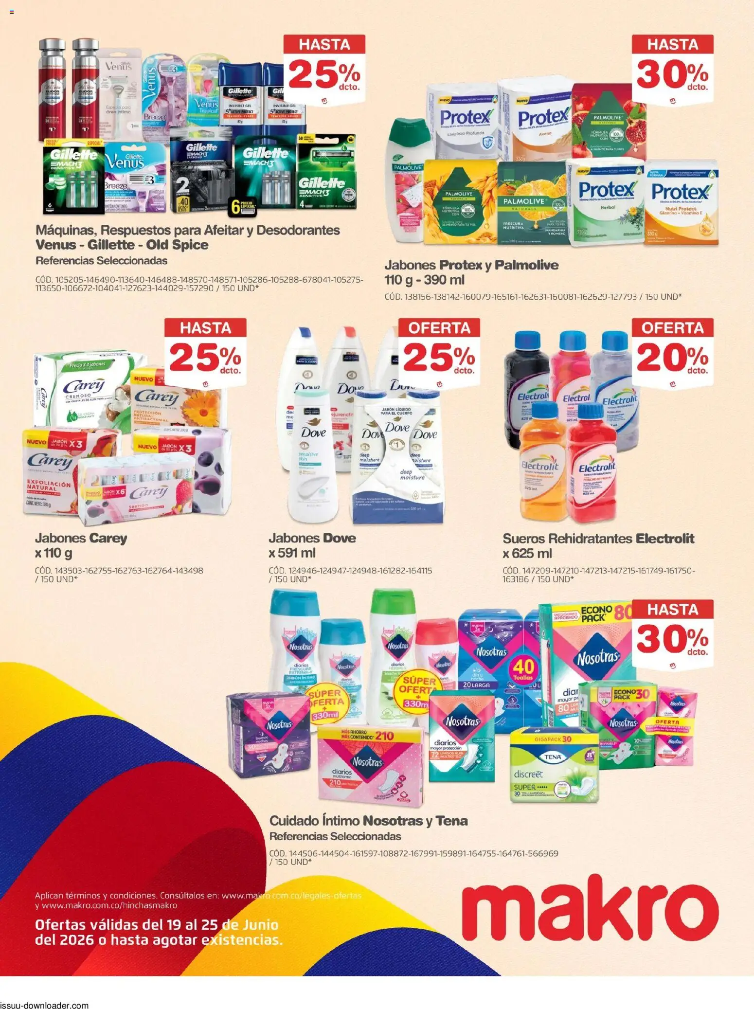 Makro revista - valida desde el 19/06/2026 | Página: 27 | Productos: Jabón líquido, Toallas, Jabón, Loción tonificante