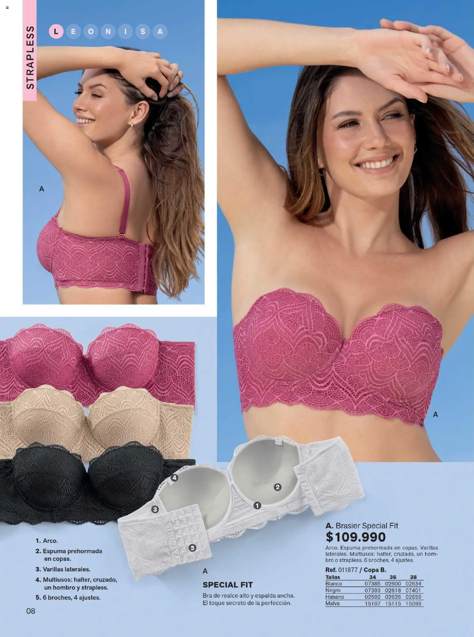 Leonisa revista - valida desde el 15/07/2026 | Página: 8 | Productos: Espuma, Brasier