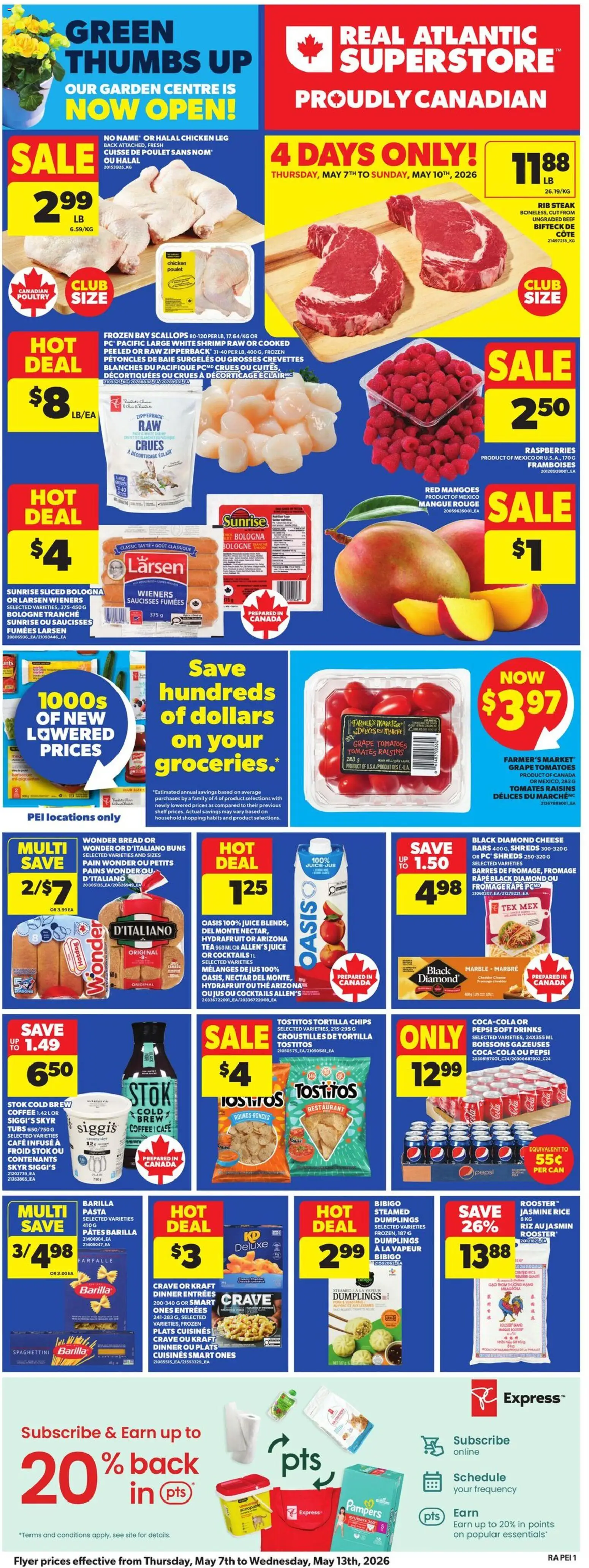 Atlantic Superstore flyer valid from 07.05.2026 | Page: 3 | Products: Chips, Shelf, Coffee, Juice