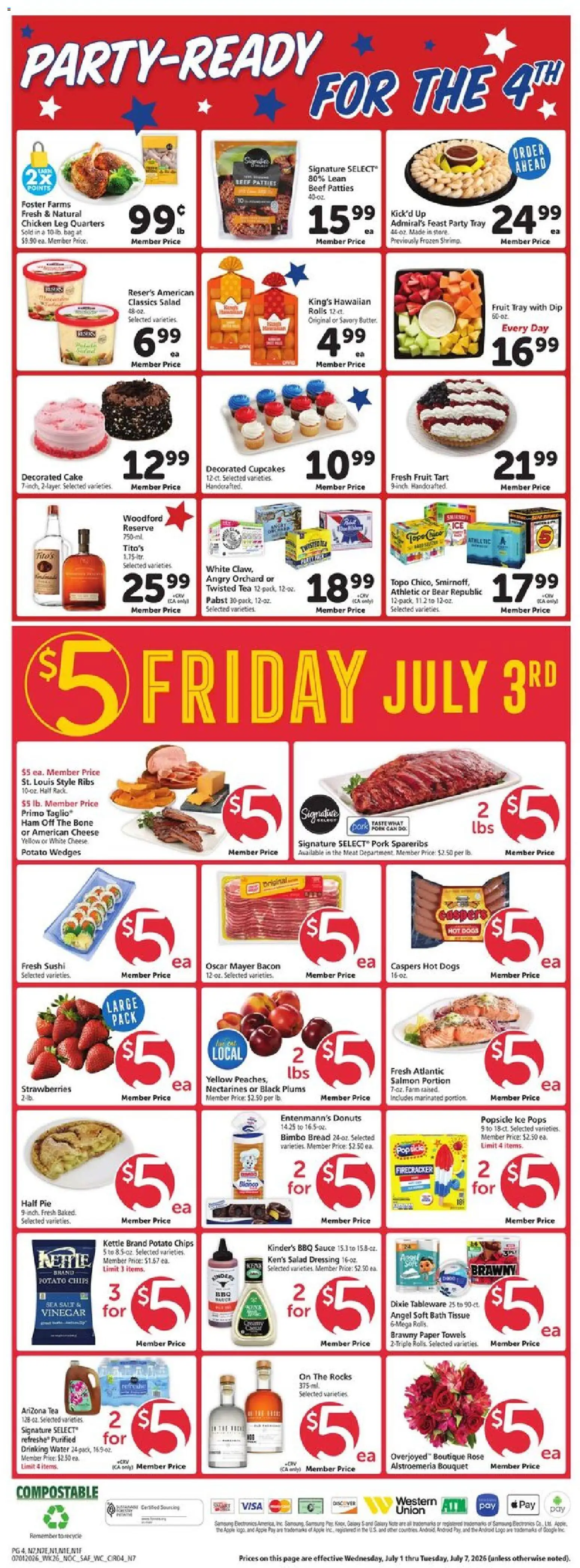 Safeway Weekly Ad - valid from 07/01/2026 | Page: 4 | Products: Cheese, Ham, Hot Dogs, Kettle