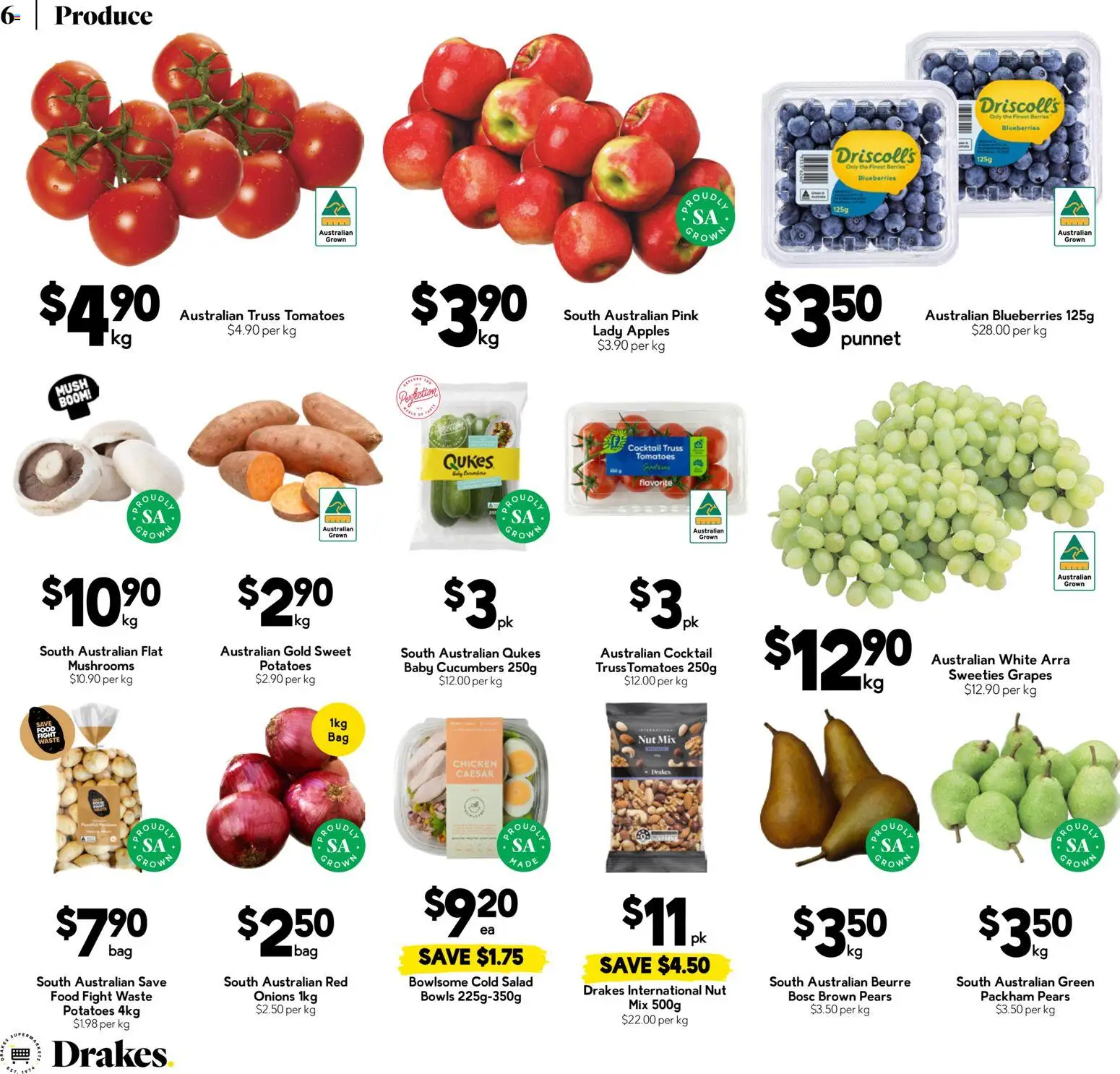 Drakes catalogue - valid from 23/09/2026 | Page: 6 | Products: Apples, Salad, Grapes, Blueberries