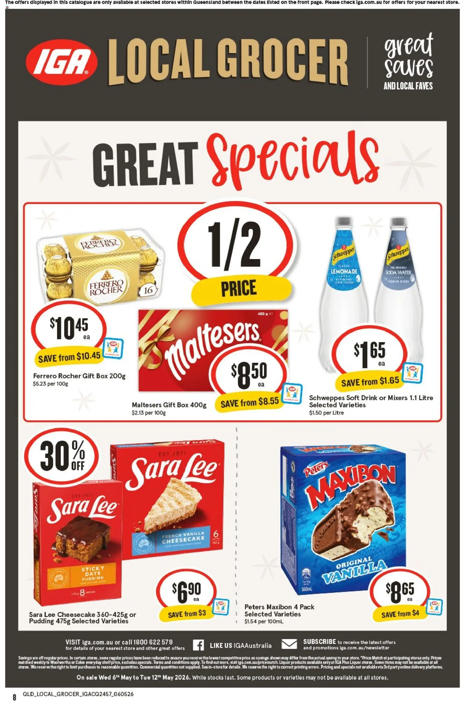 IGA catalogue - valid from 06.05.2026 | Page: 2 | Products: Box, Pudding, Water, Date